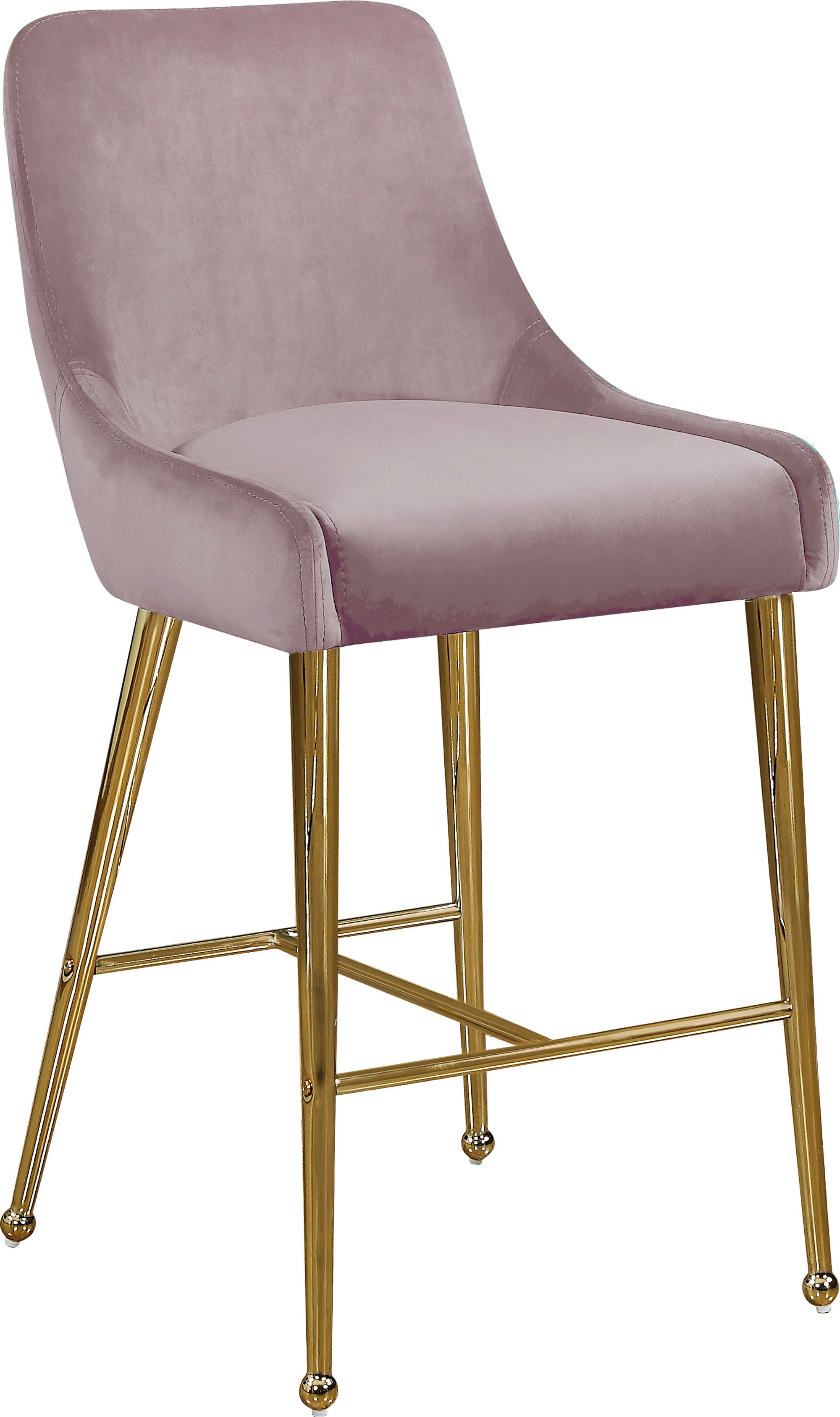 Owen Velvet Counter Stool with Polished Gold Legs