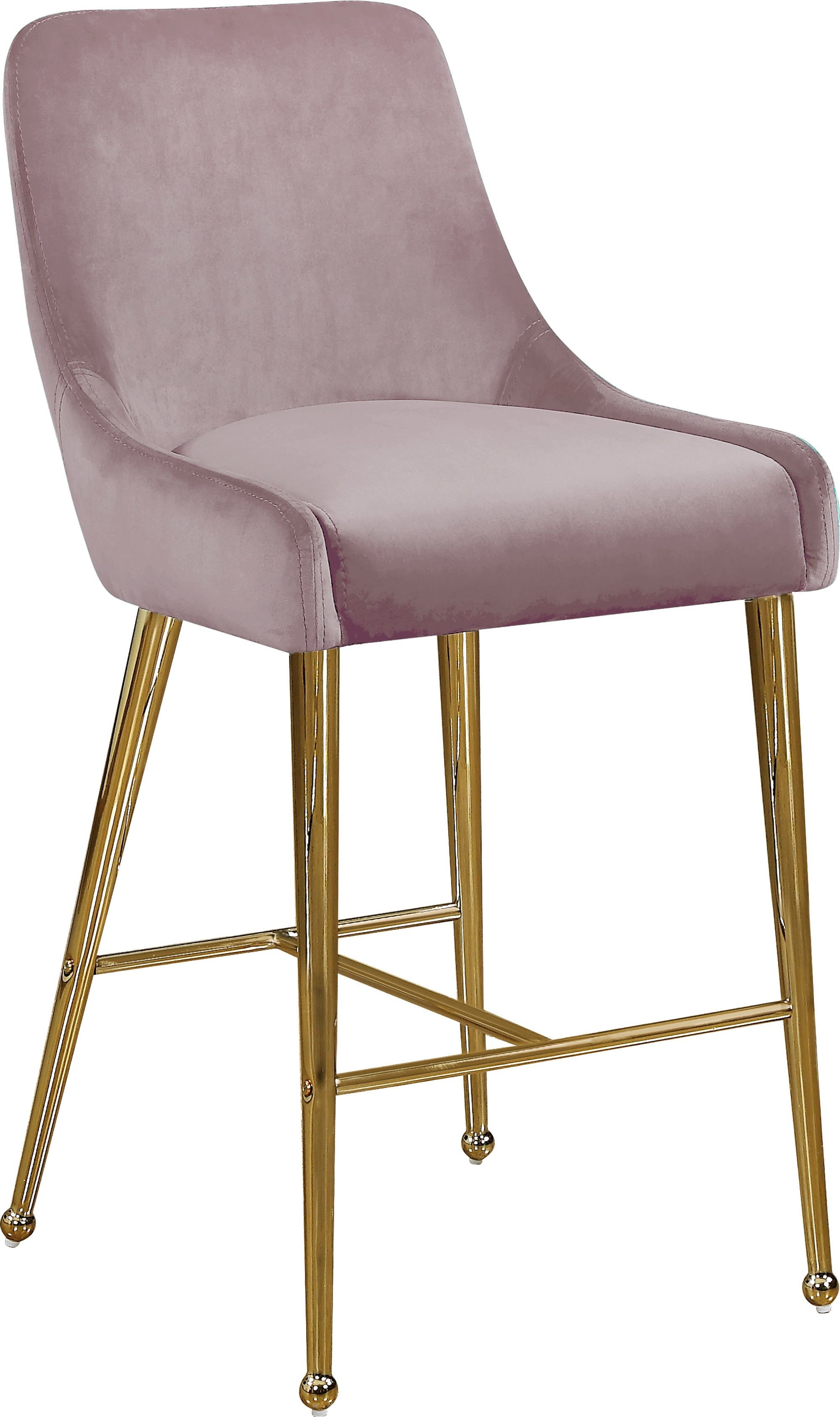 Owen Velvet Counter Stool with Polished Gold Legs