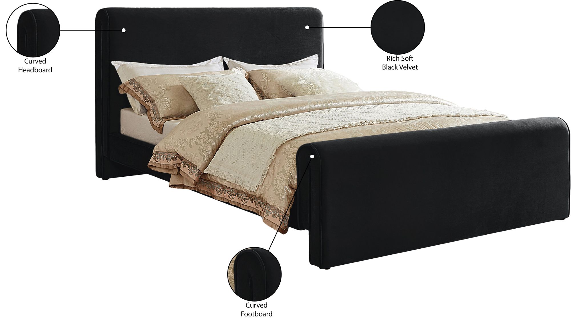 Sloan Velvet Queen Size Bed