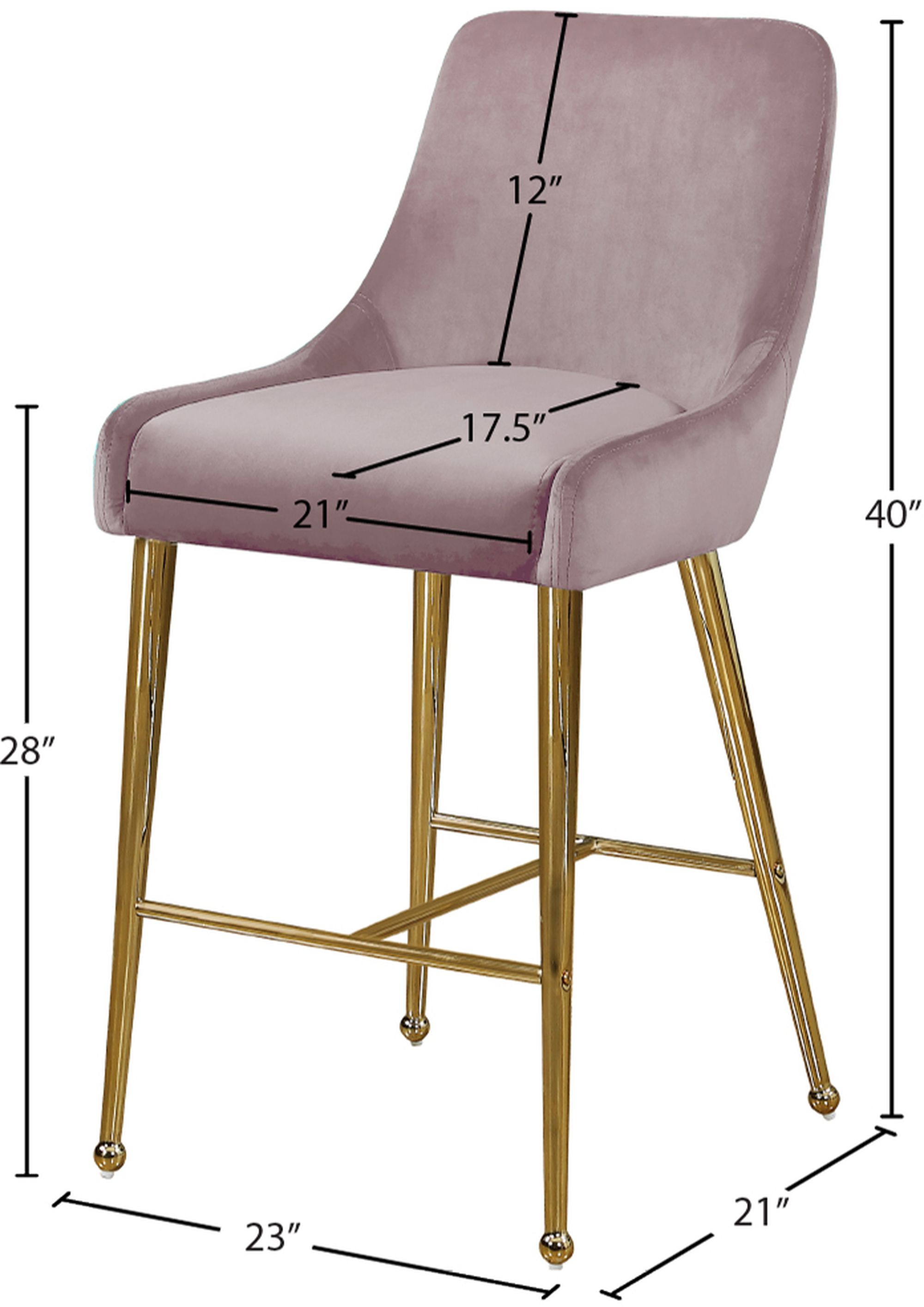 Owen Velvet Counter Stool with Polished Gold Legs