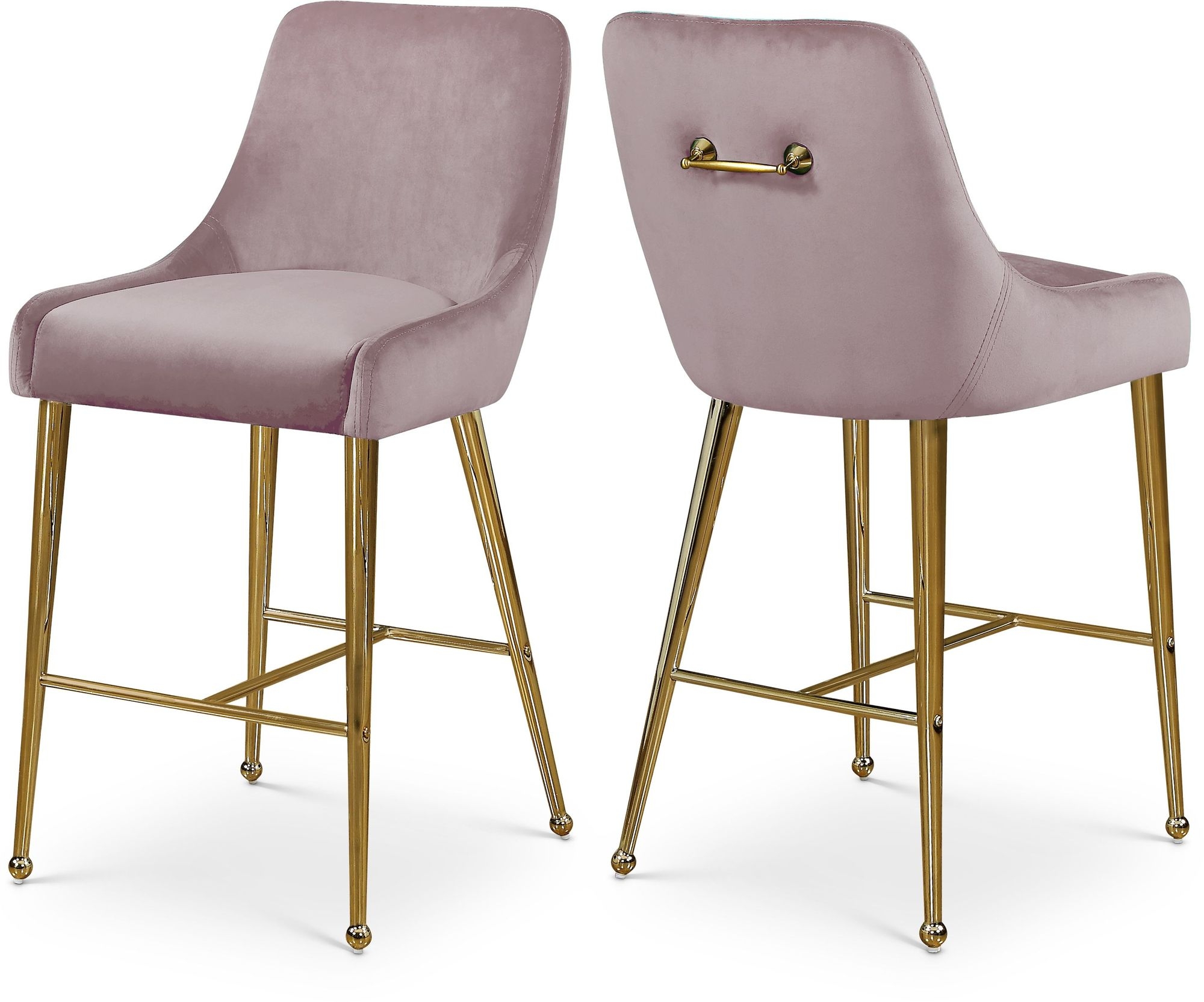 Owen Velvet Counter Stool with Polished Gold Legs