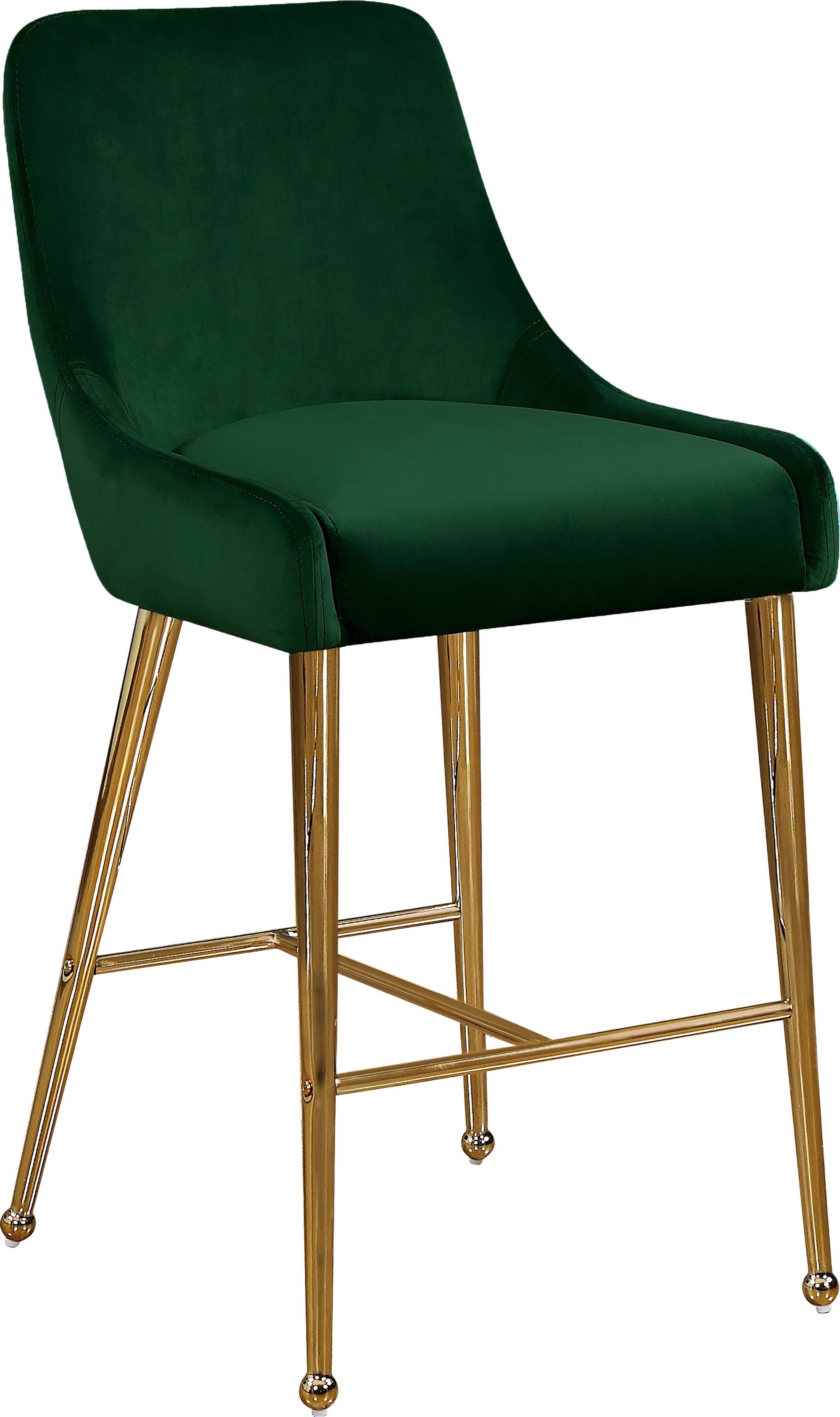 Owen Velvet Counter Stool with Polished Gold Legs