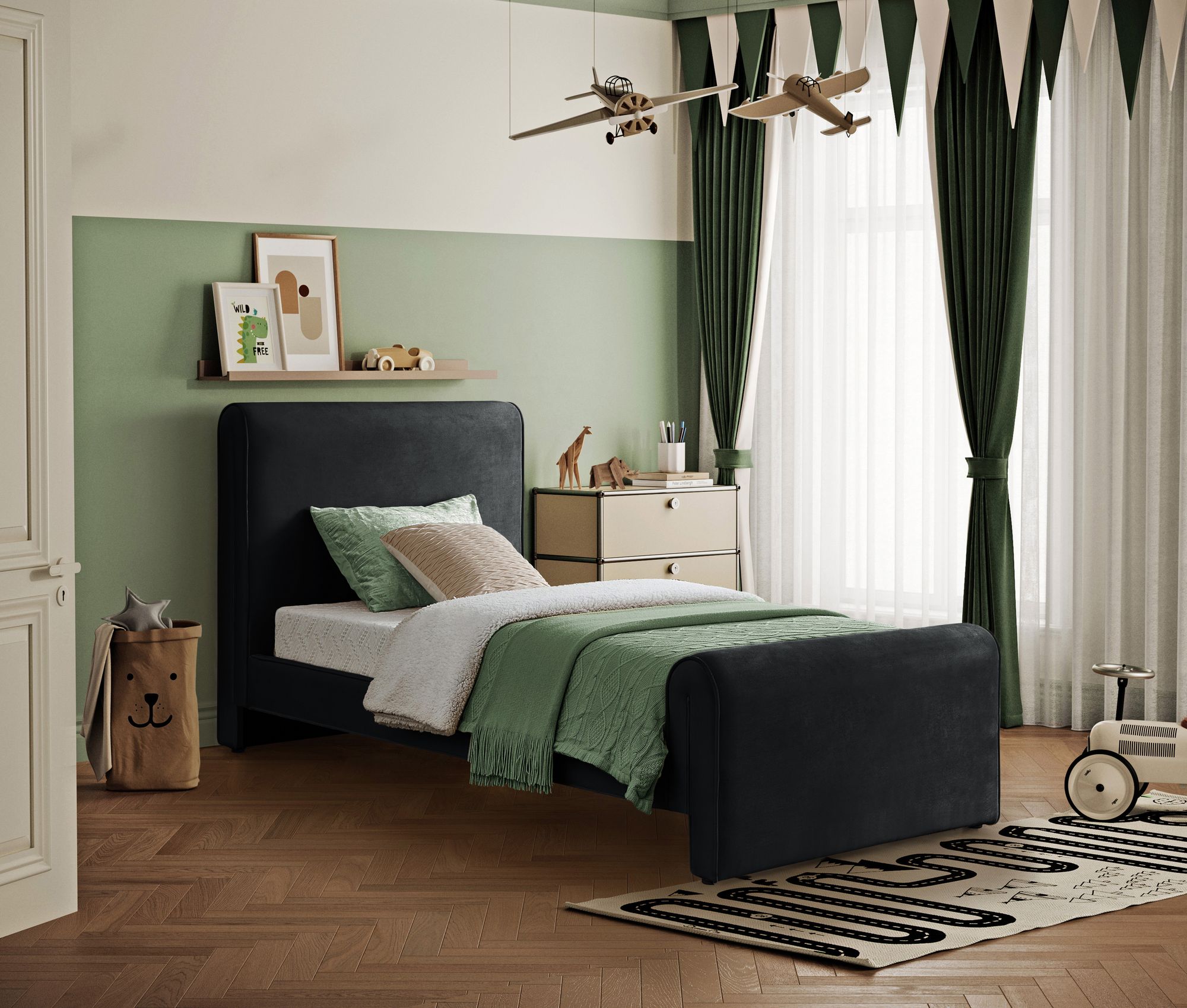 Sloan Velvet Twin Size Bed