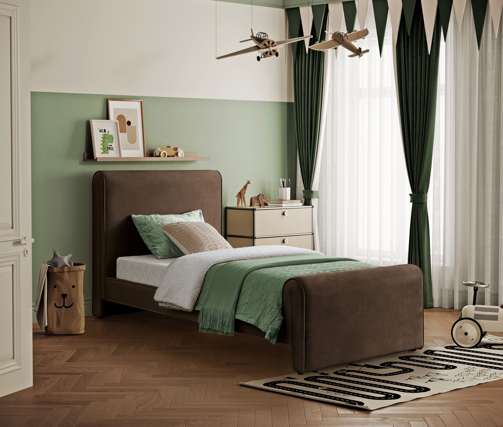 Sloan Velvet Twin Size Bed
