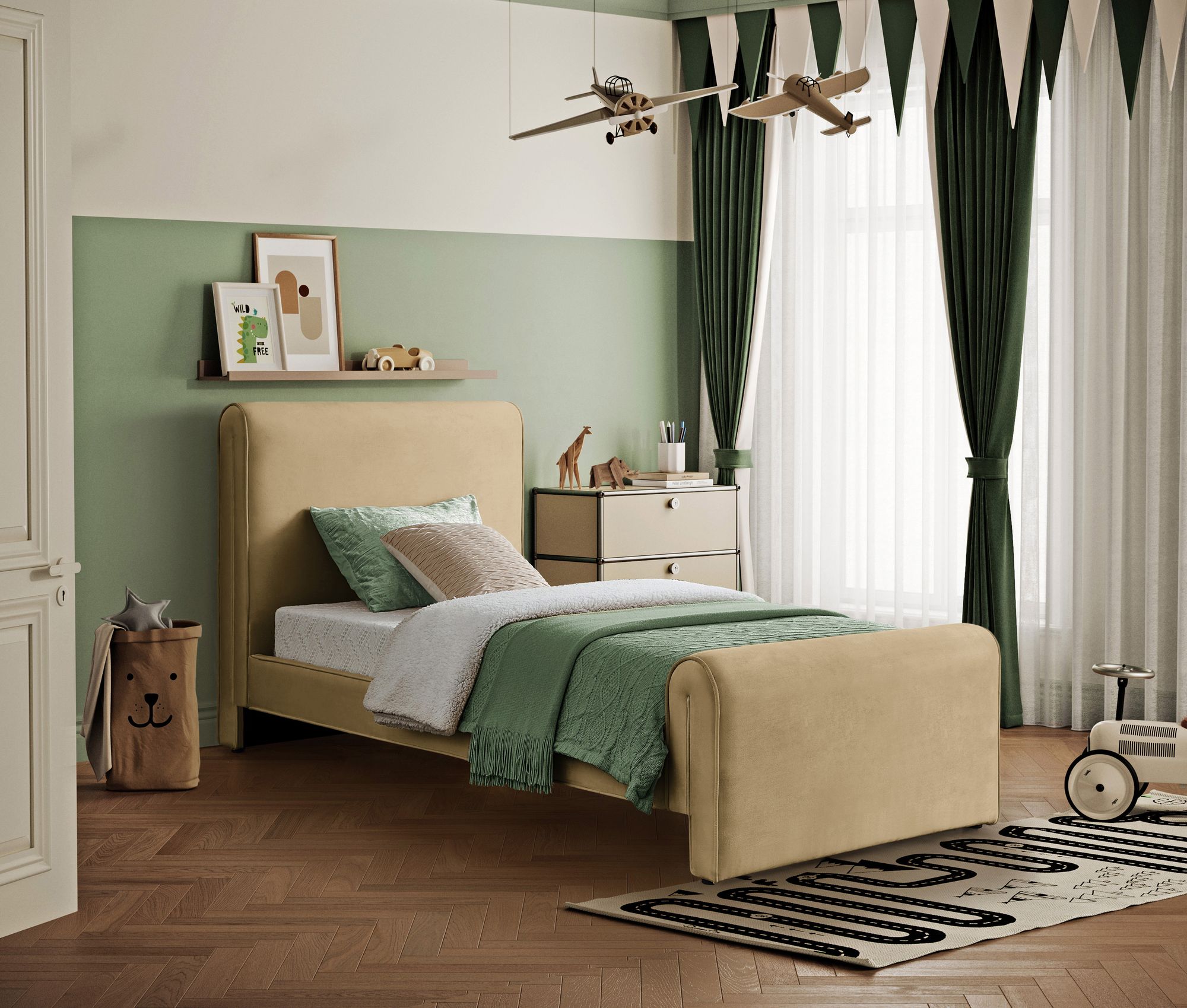 Sloan Velvet Twin Size Bed