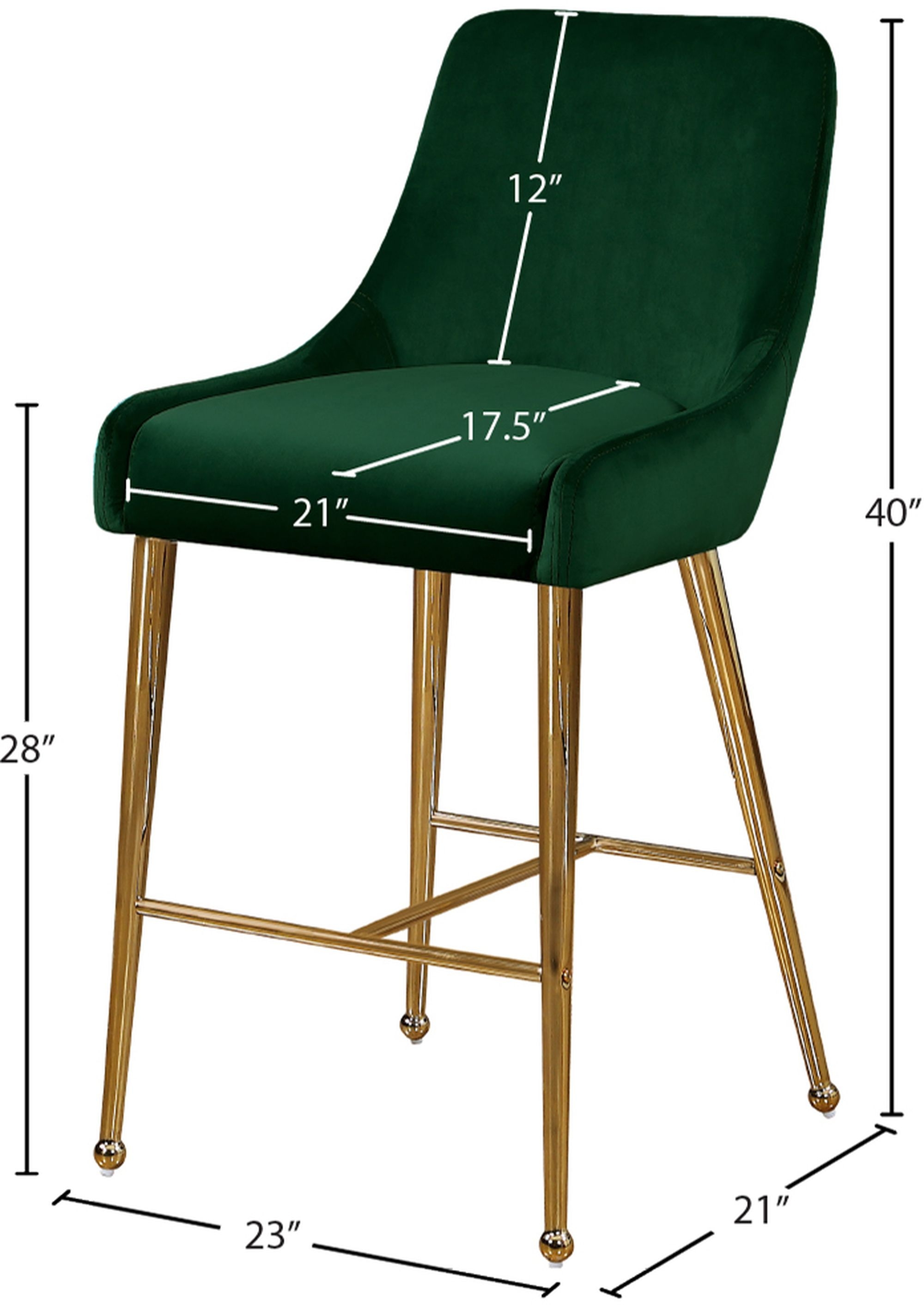 Owen Velvet Counter Stool with Polished Gold Legs