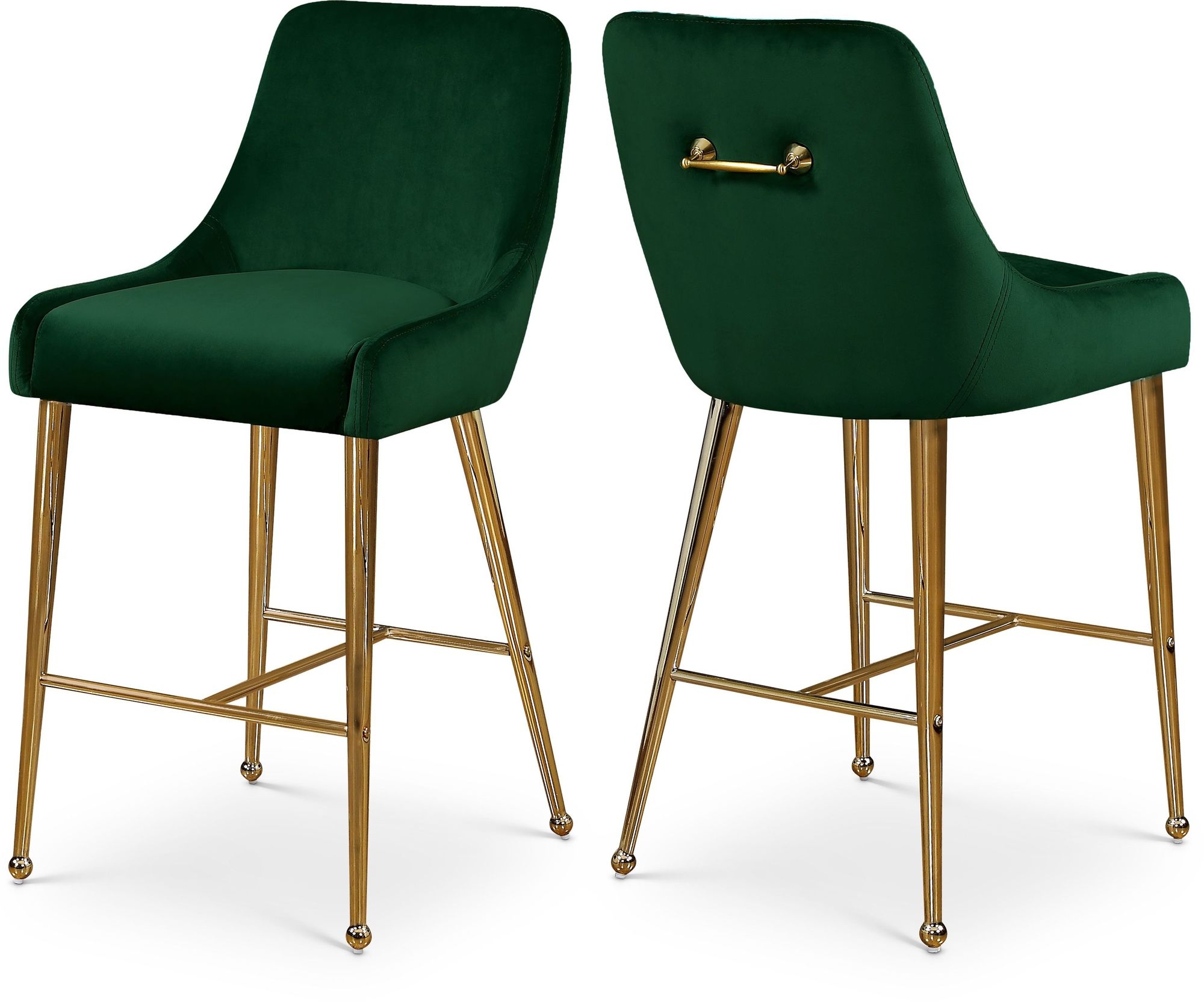 Owen Velvet Counter Stool with Polished Gold Legs