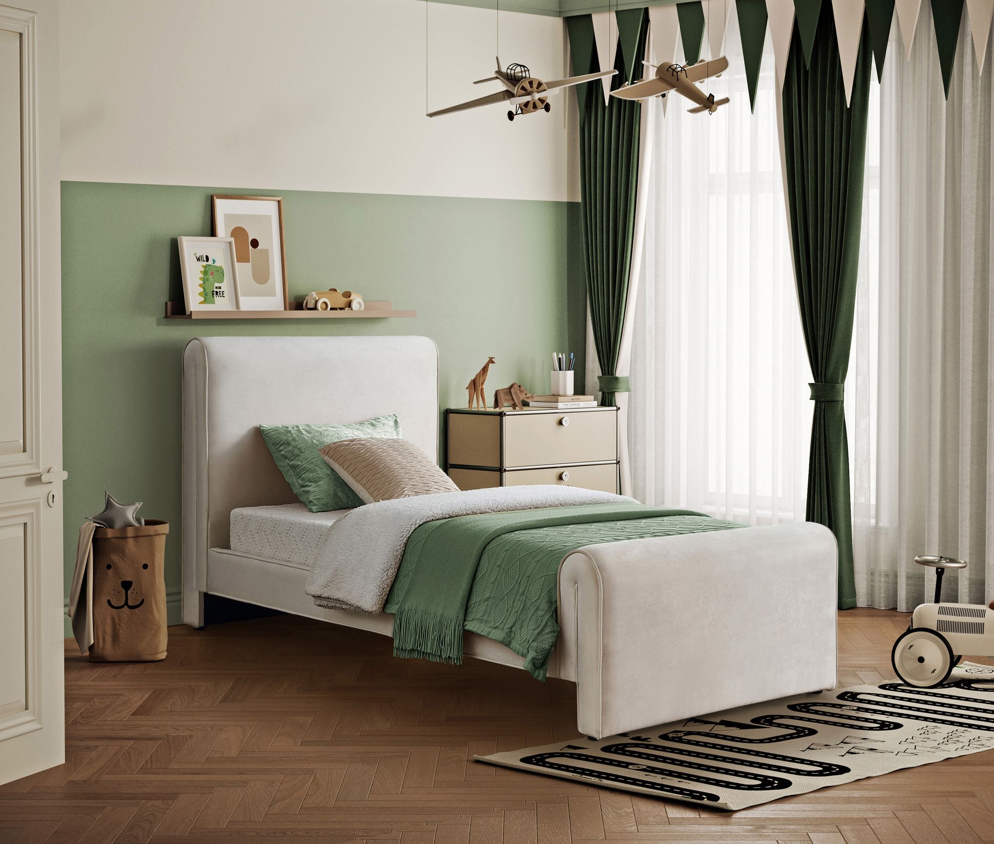 Sloan Velvet Twin Size Bed