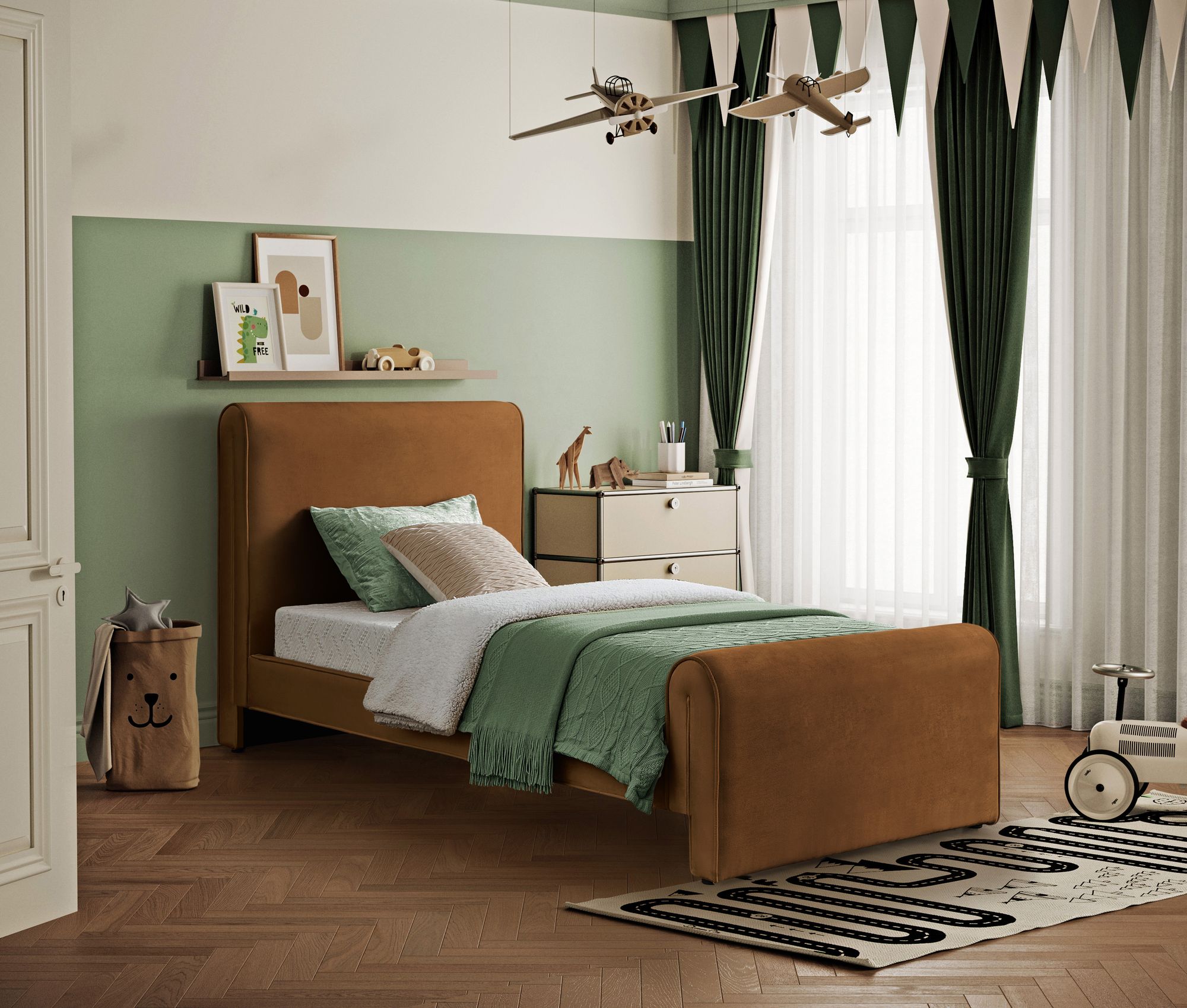 Sloan Velvet Twin Size Bed