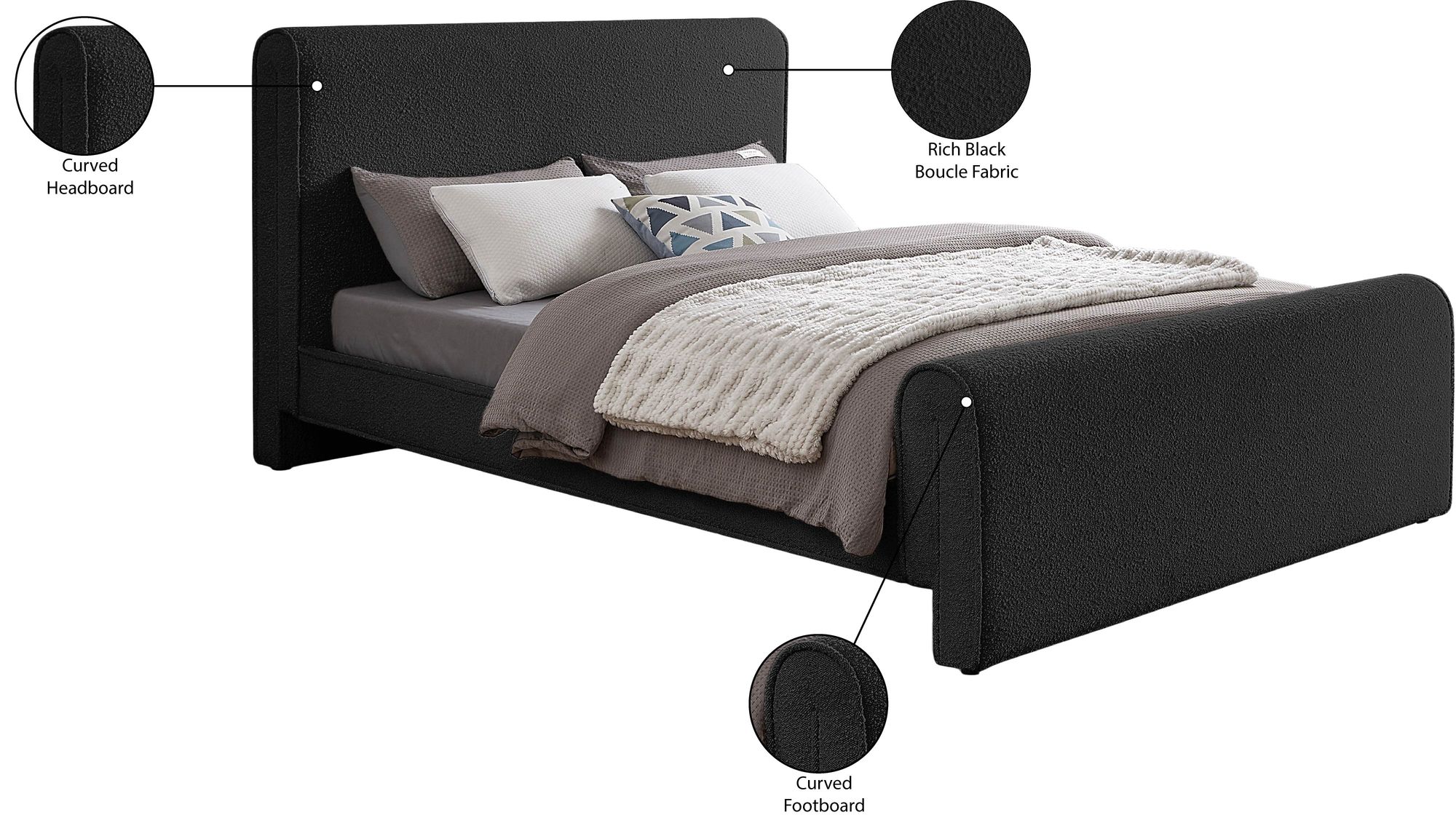 Stylus Boucle Fabric Full Size Bed