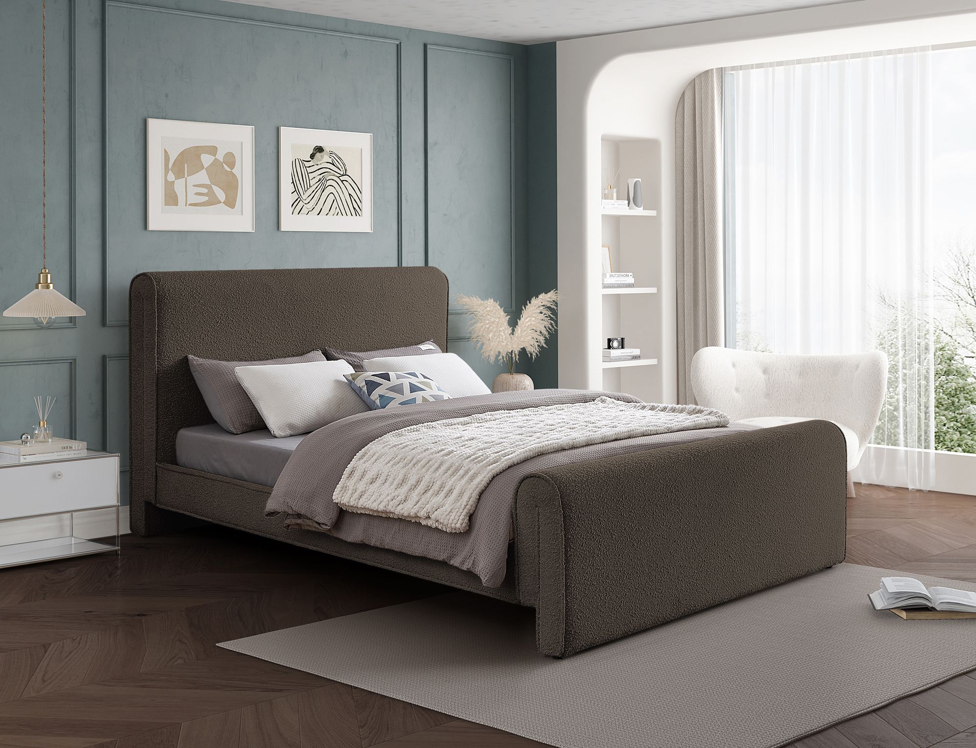 Stylus Boucle Fabric King Size Bed
