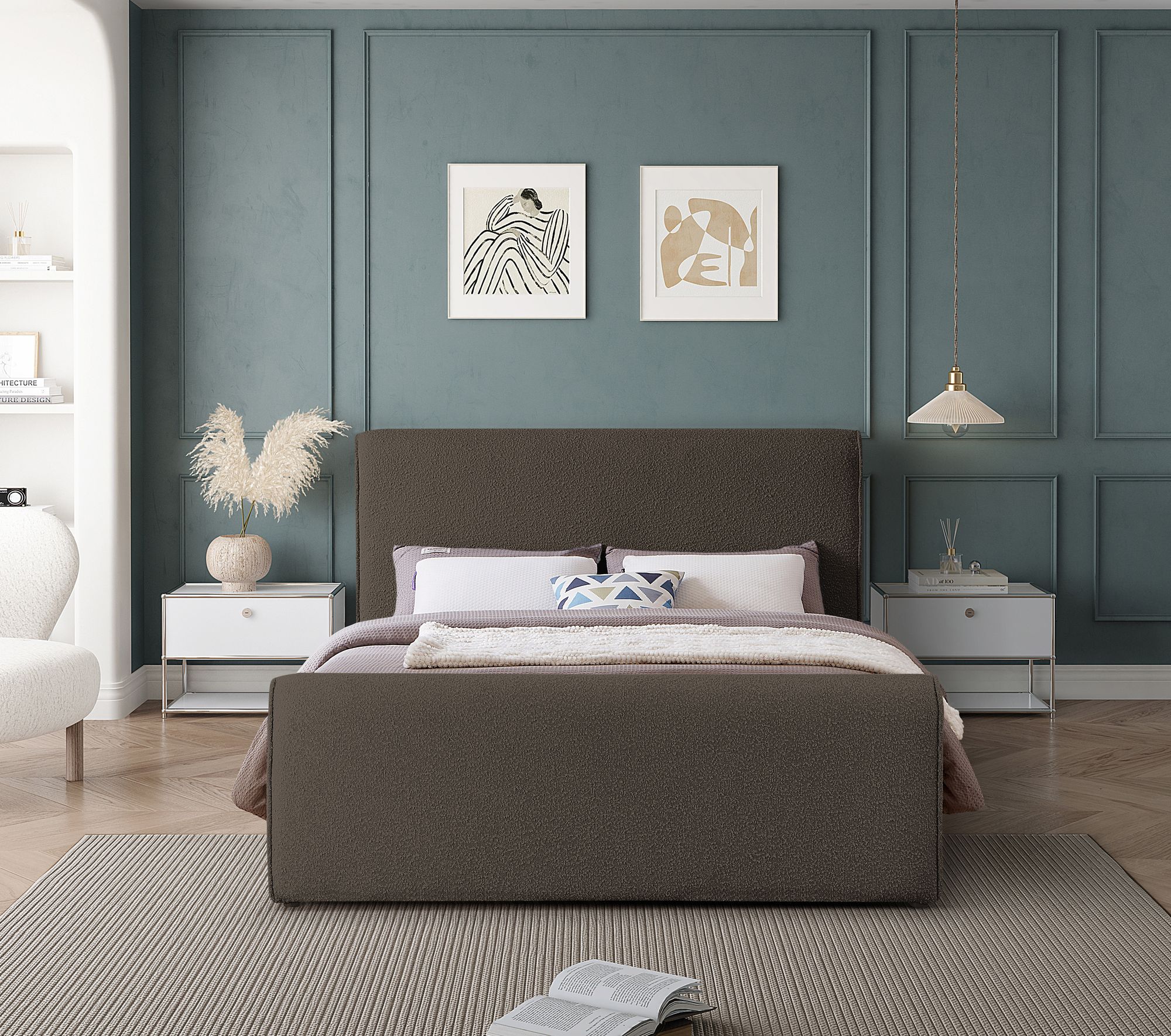 Stylus Boucle Fabric King Size Bed