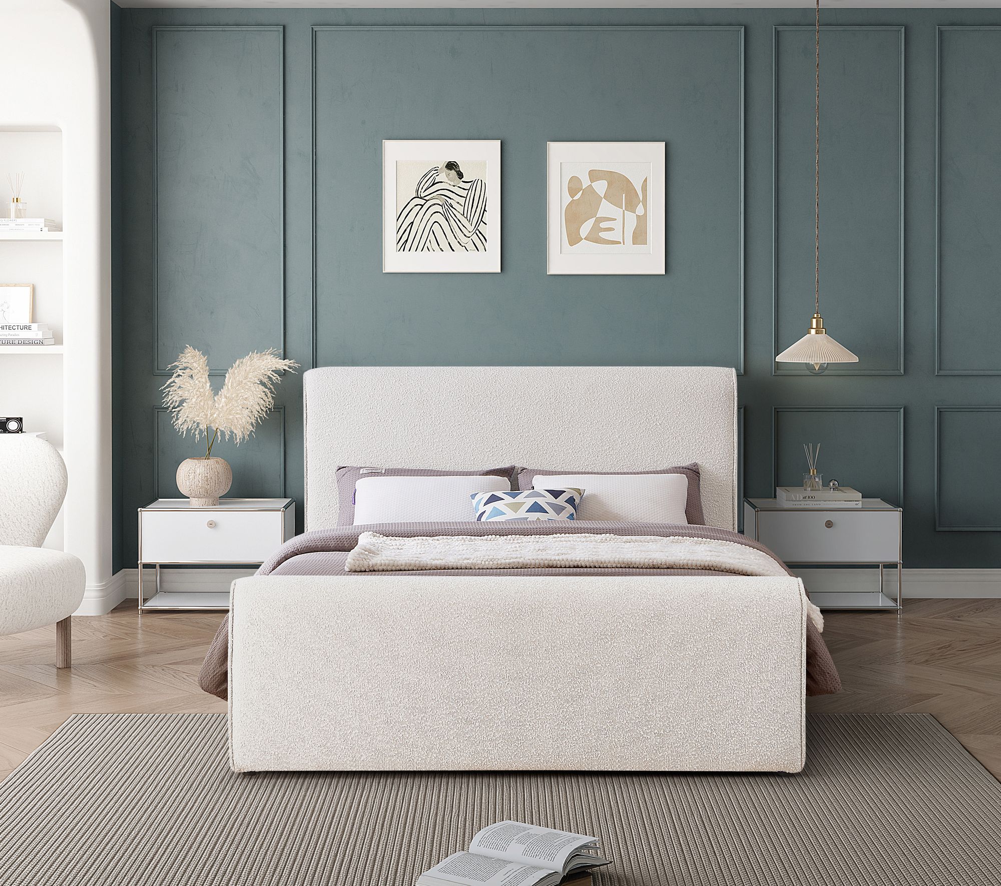 Stylus Boucle Fabric Full Size Bed