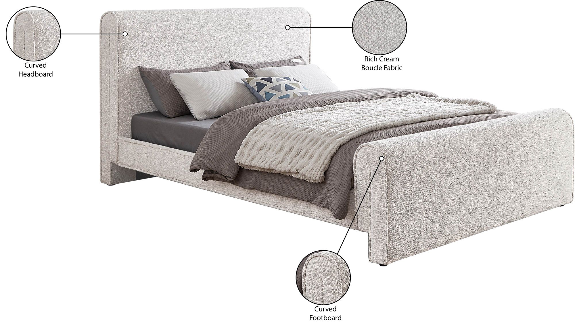 Stylus Boucle Fabric Full Size Bed