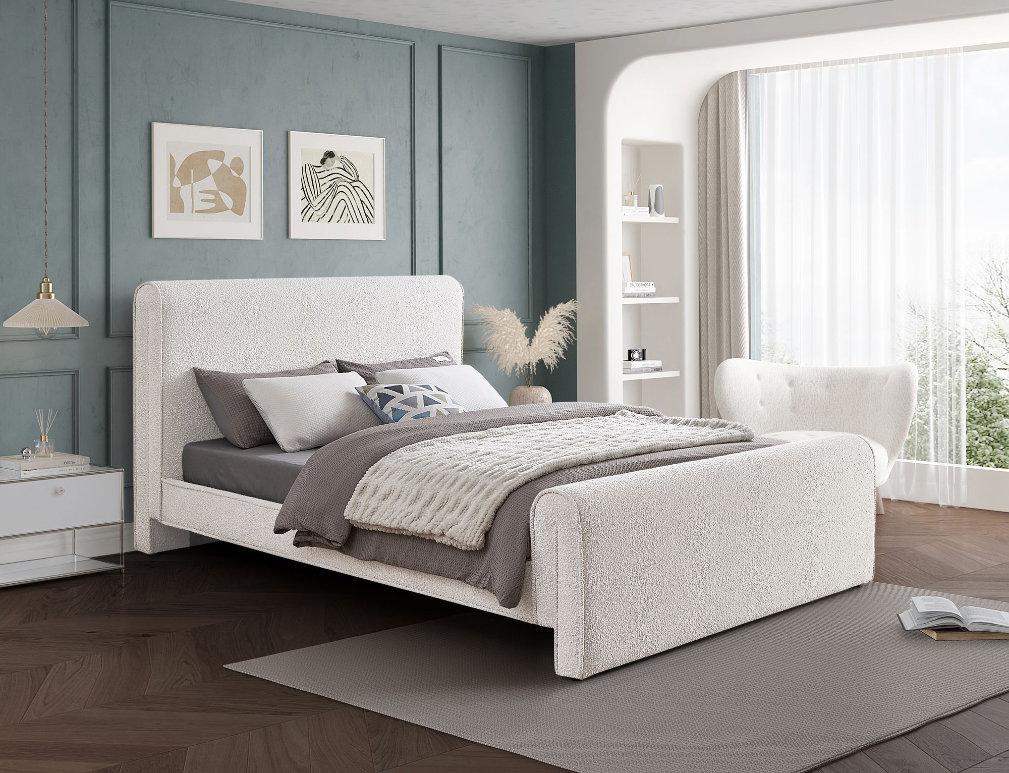 Stylus Boucle Fabric King Size Bed