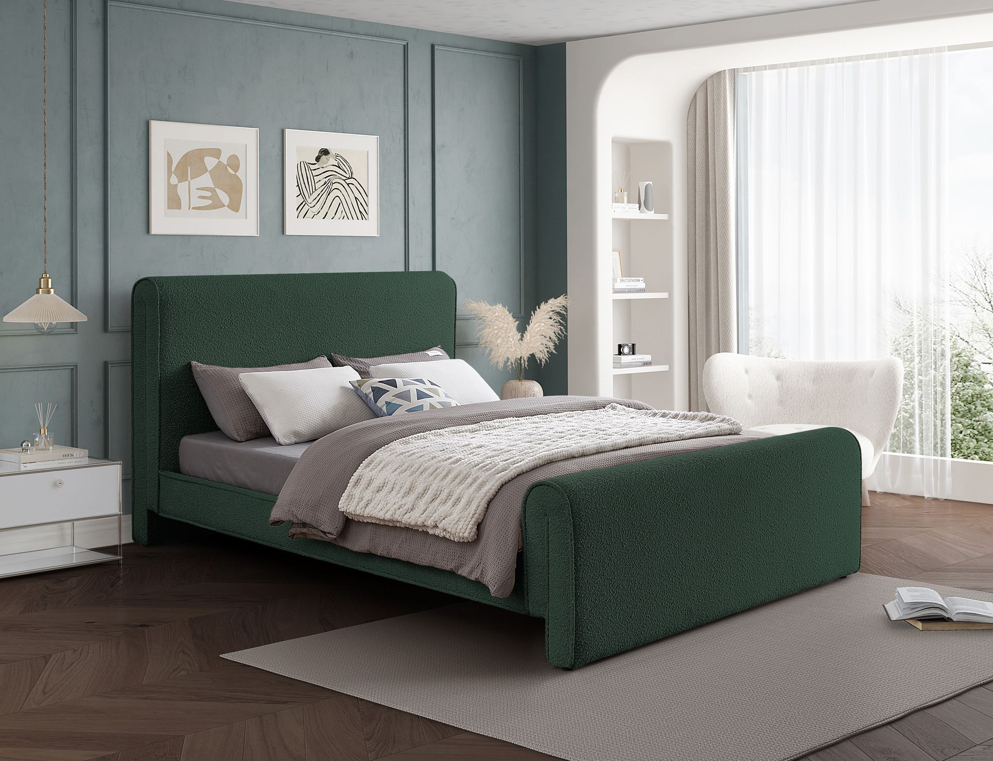 Stylus Boucle Fabric Full Size Bed