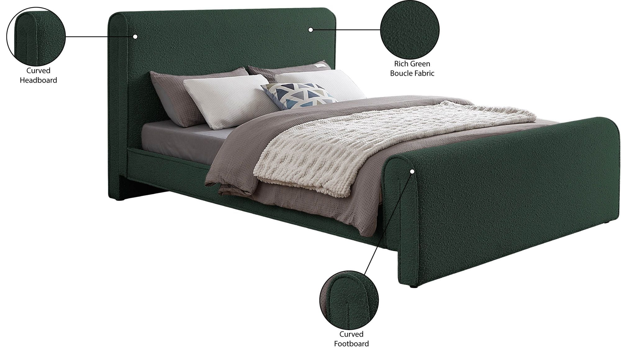 Stylus Boucle Fabric Full Size Bed