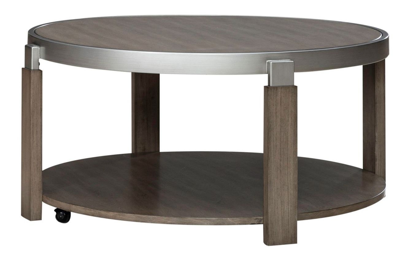 Sutton Round Coffee Table Set | Bleached Sand & Metal