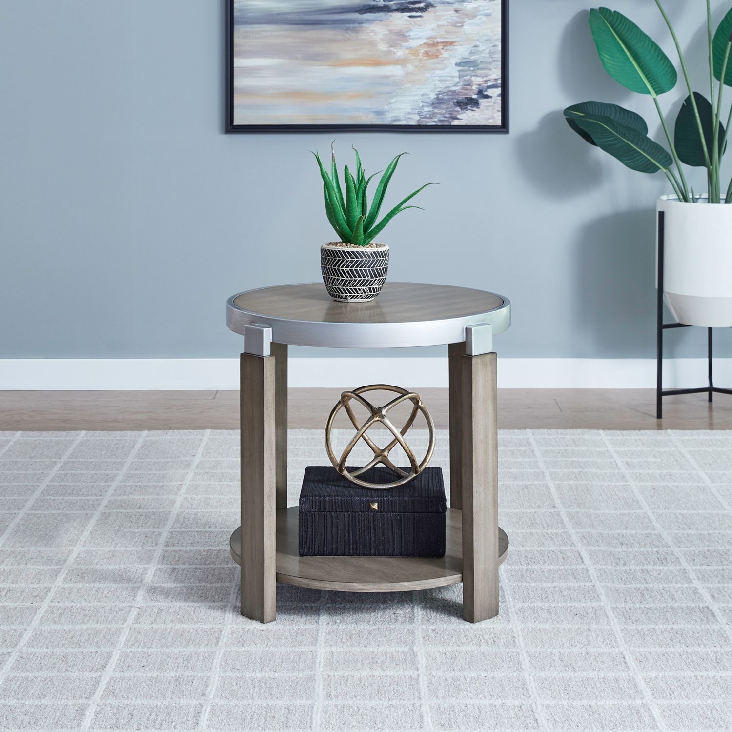 Sutton Round Coffee Table Set | Bleached Sand & Metal