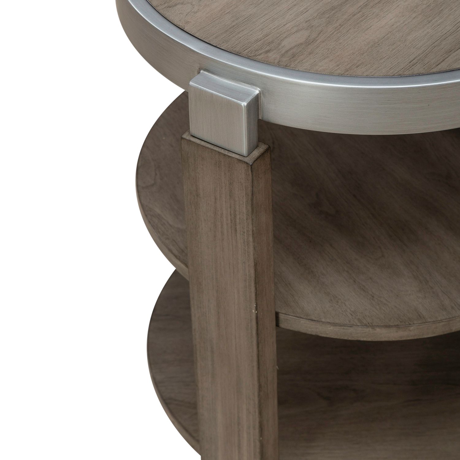 Sutton Round Wood Chairside Table w/Metal Trim