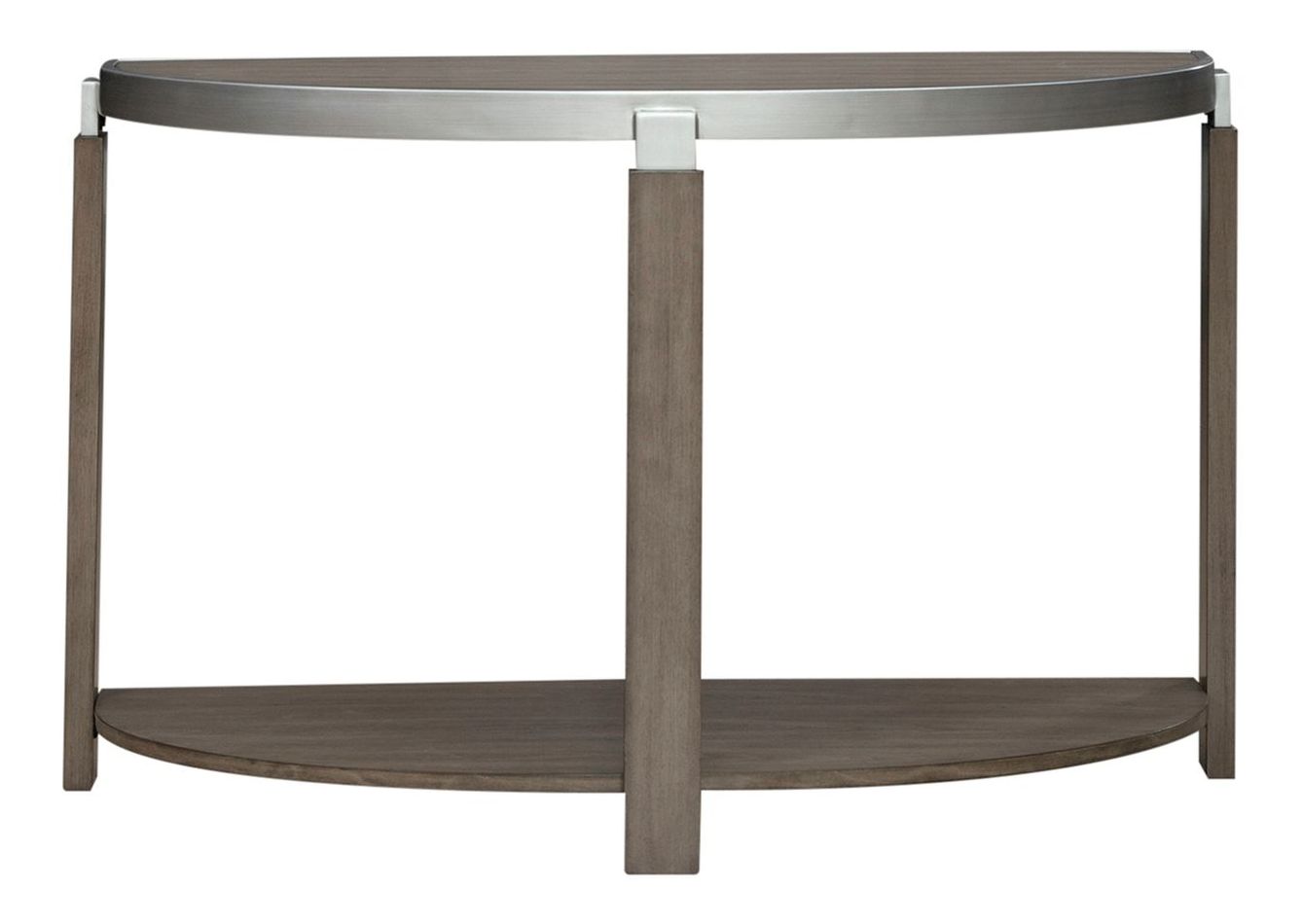 Sutton Curved Wood Sofa Table w/Metal Trim