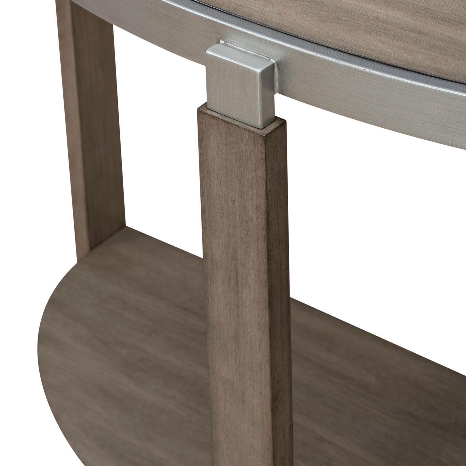 Sutton Curved Wood Sofa Table w/Metal Trim