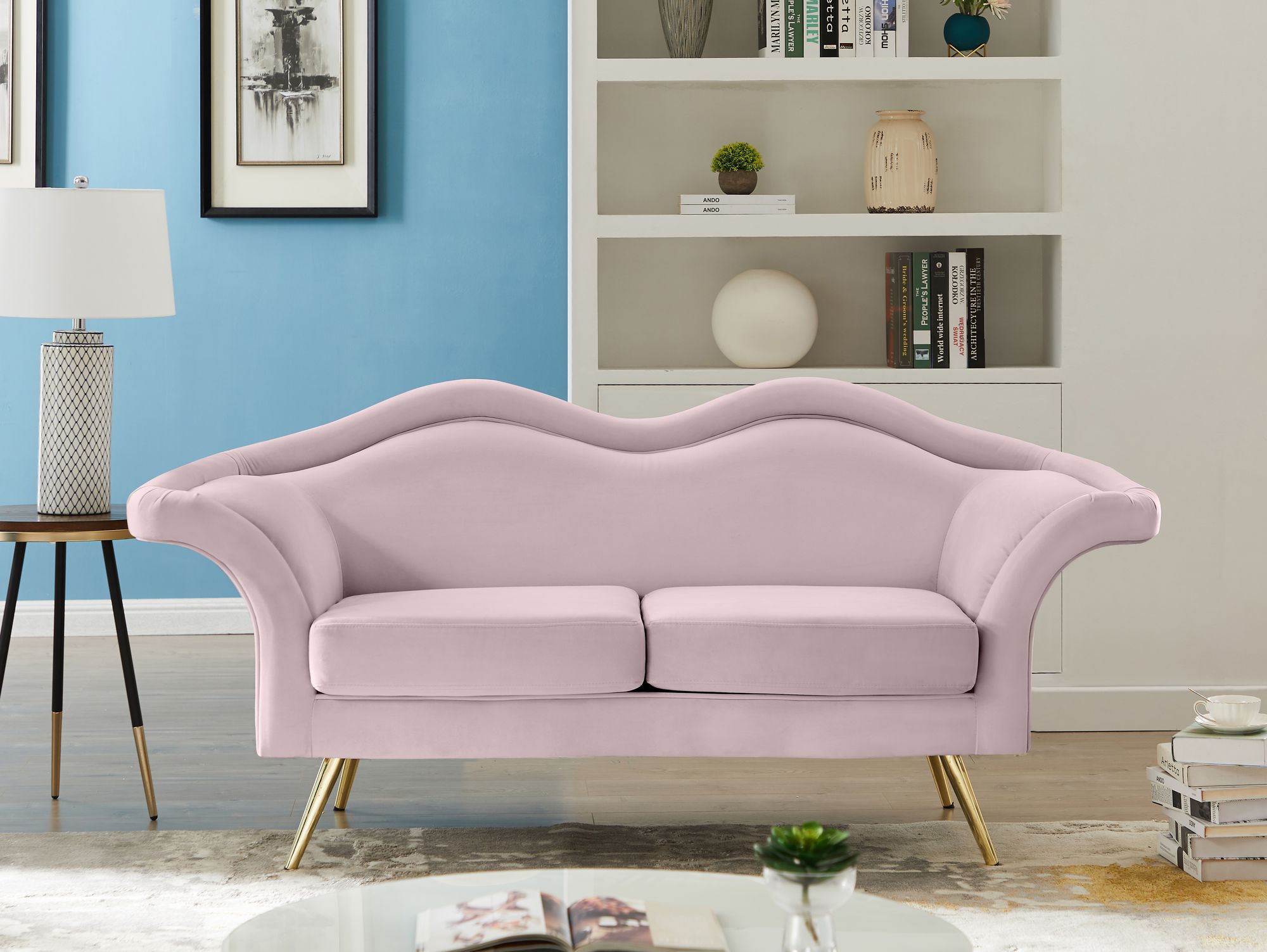 Lips Velvet Loveseat