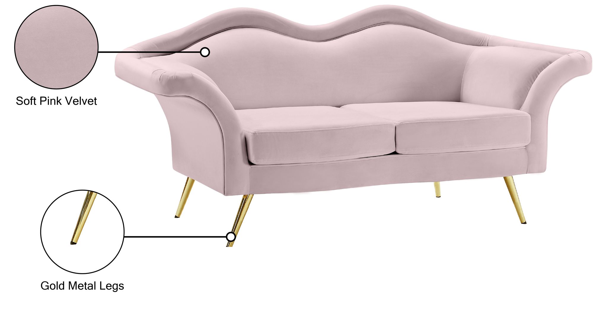 Lips Velvet Loveseat