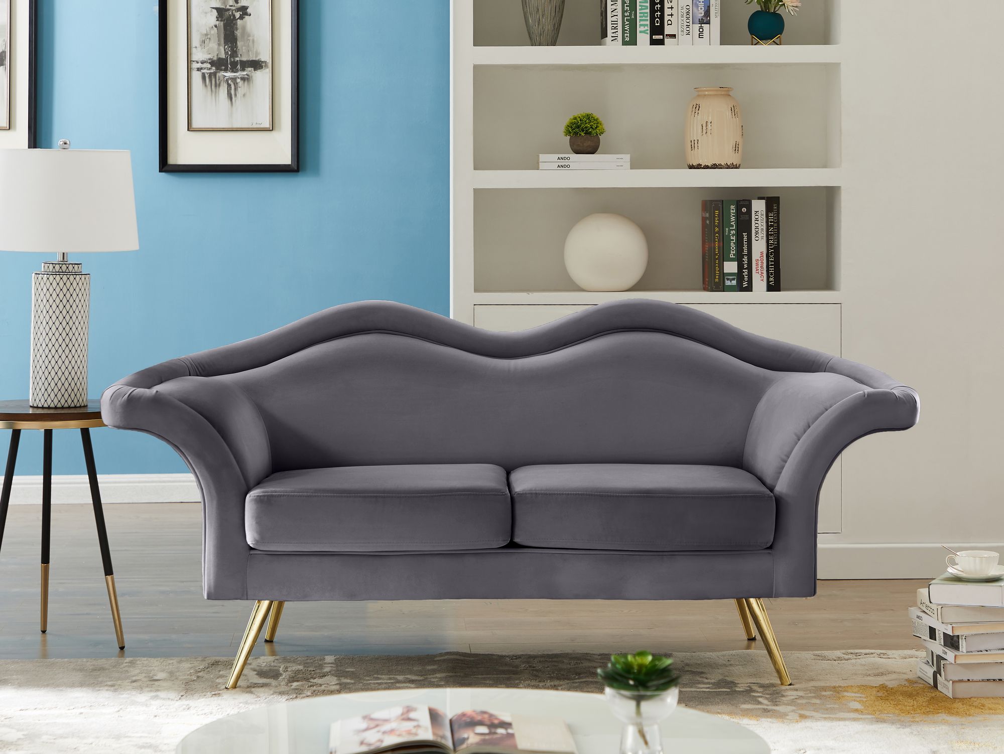 Lips Velvet Loveseat
