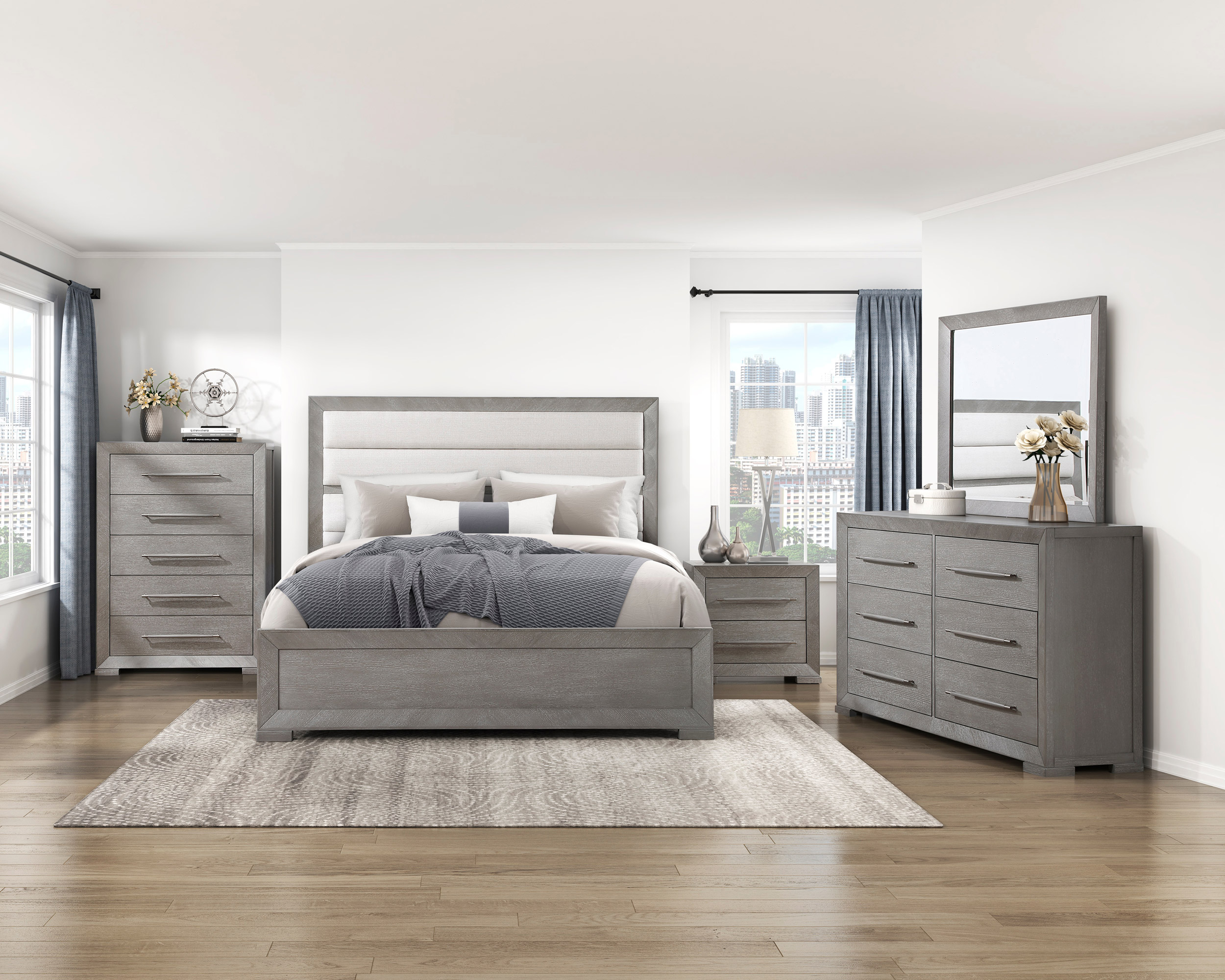 Owen Fabric/Wood California King Panel Bed