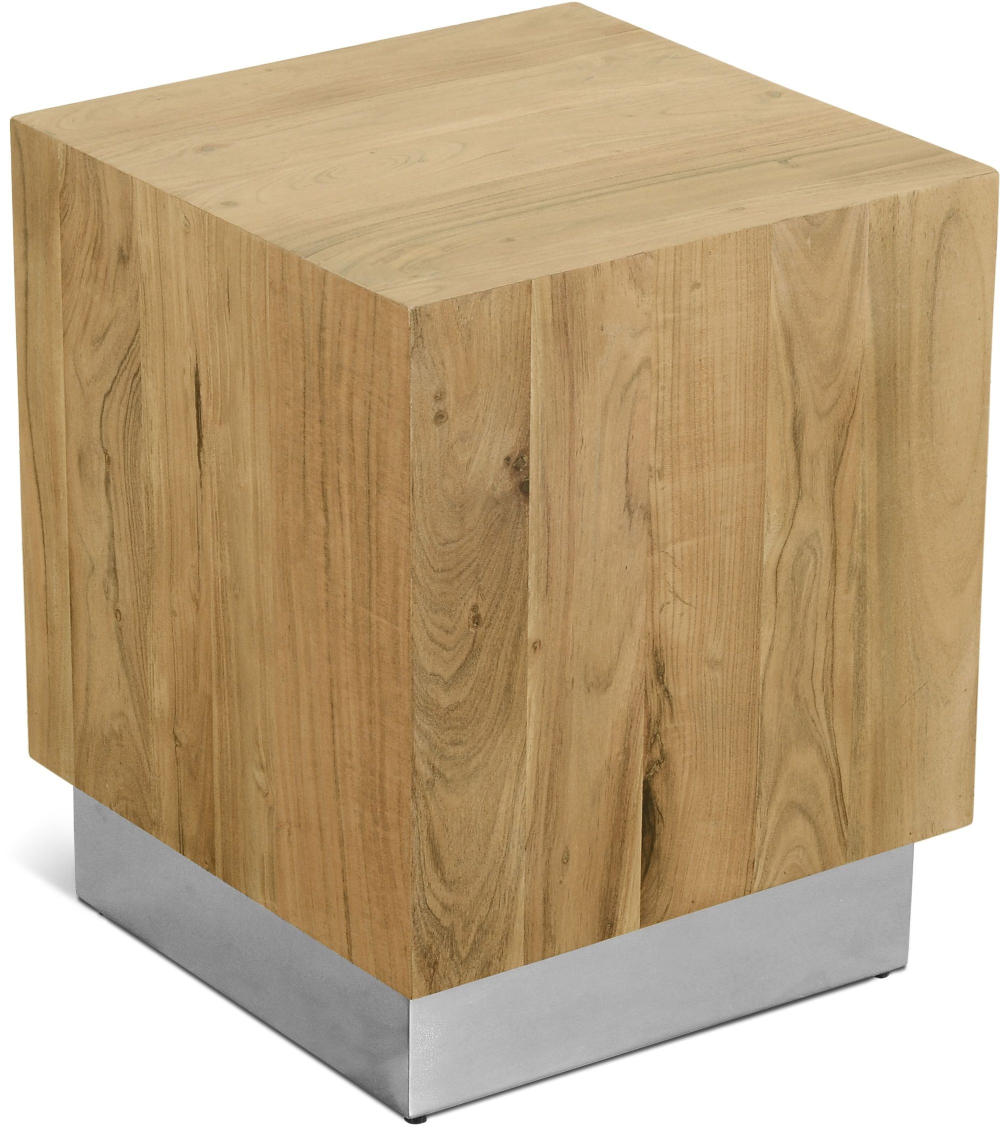 Acacia 18" Square Solid Wood End Table with Metal Base