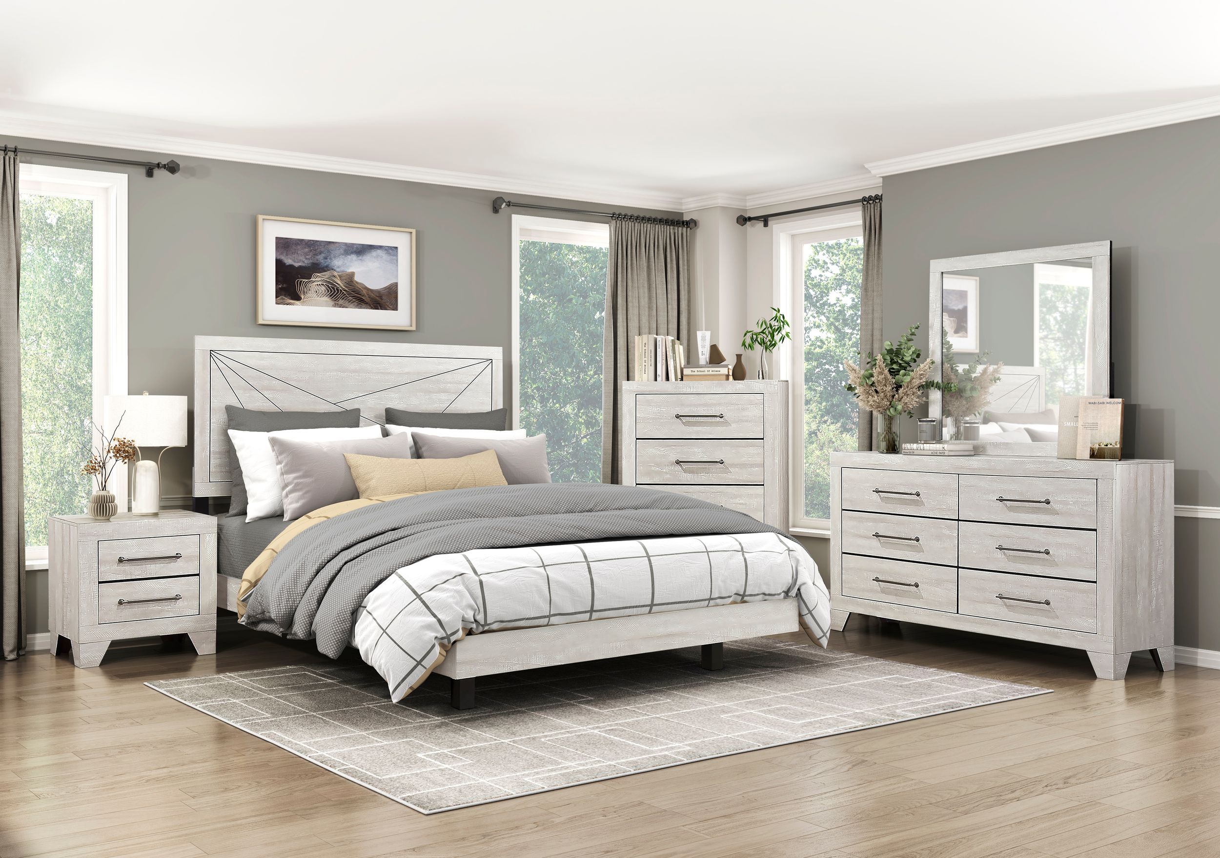 Aspen PU Veener/Wood Eastern King Panel Bed