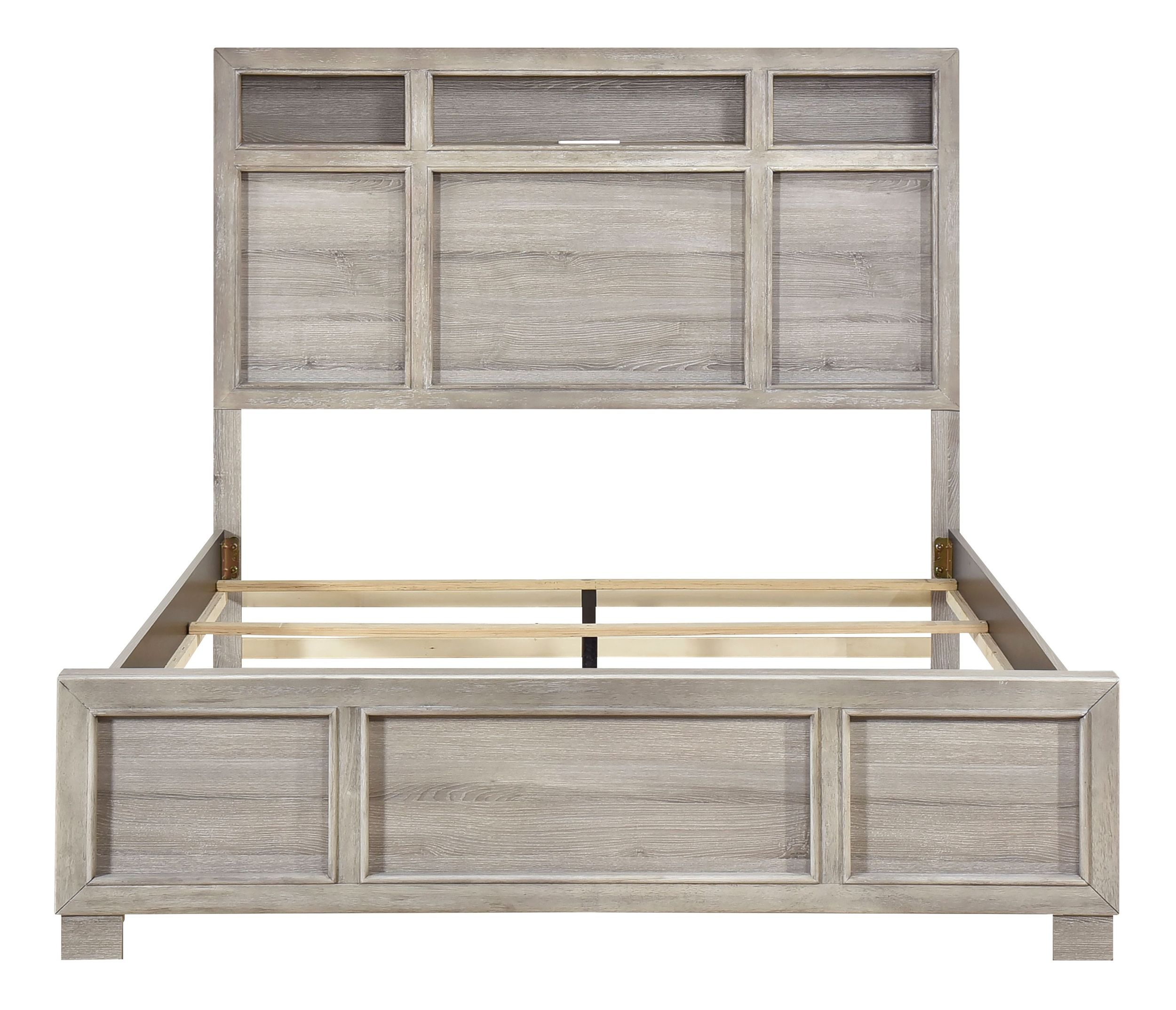 Everett Melamine/Wood Storage Eastern King Panel Bed with LED Lighting