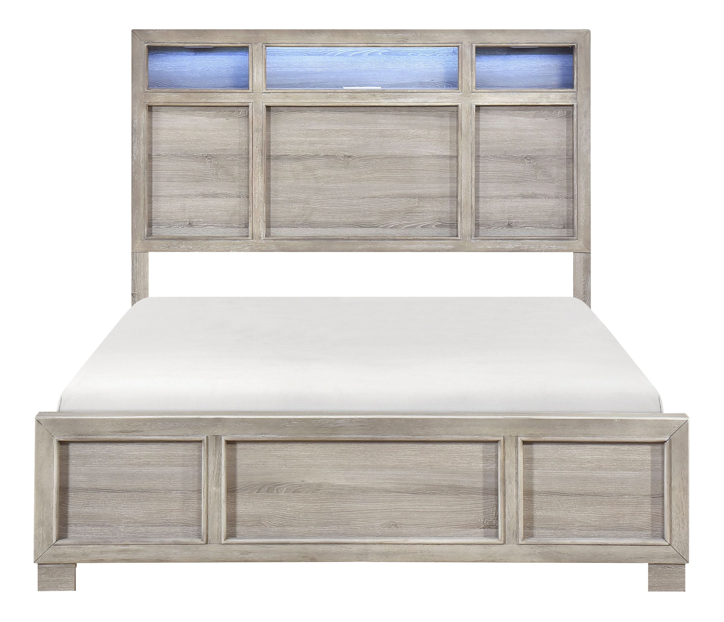 Everett Melamine/Wood Storage California King Panel Bed with LED Lighting