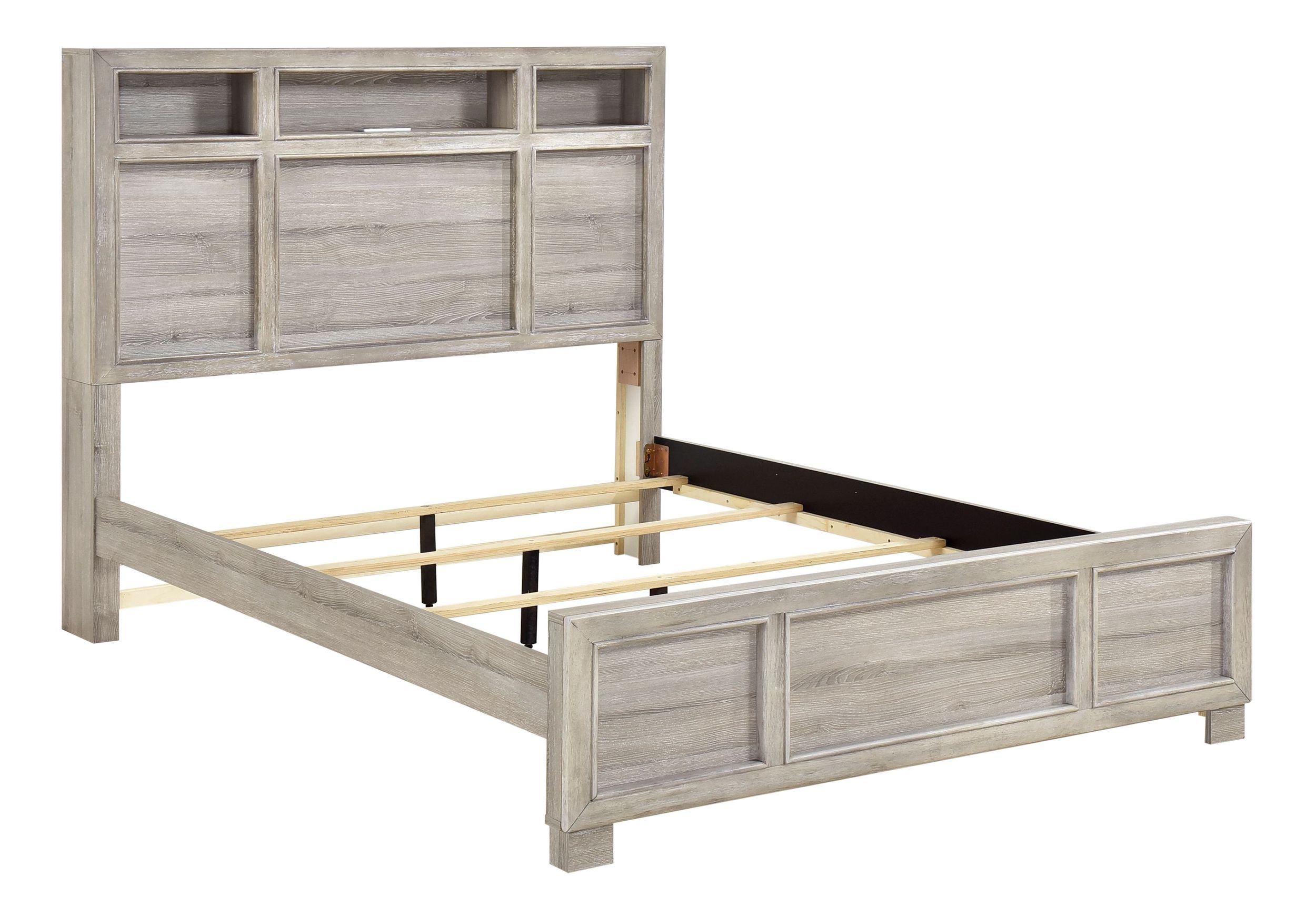Everett Melamine/Wood Storage California King Panel Bed with LED Lighting