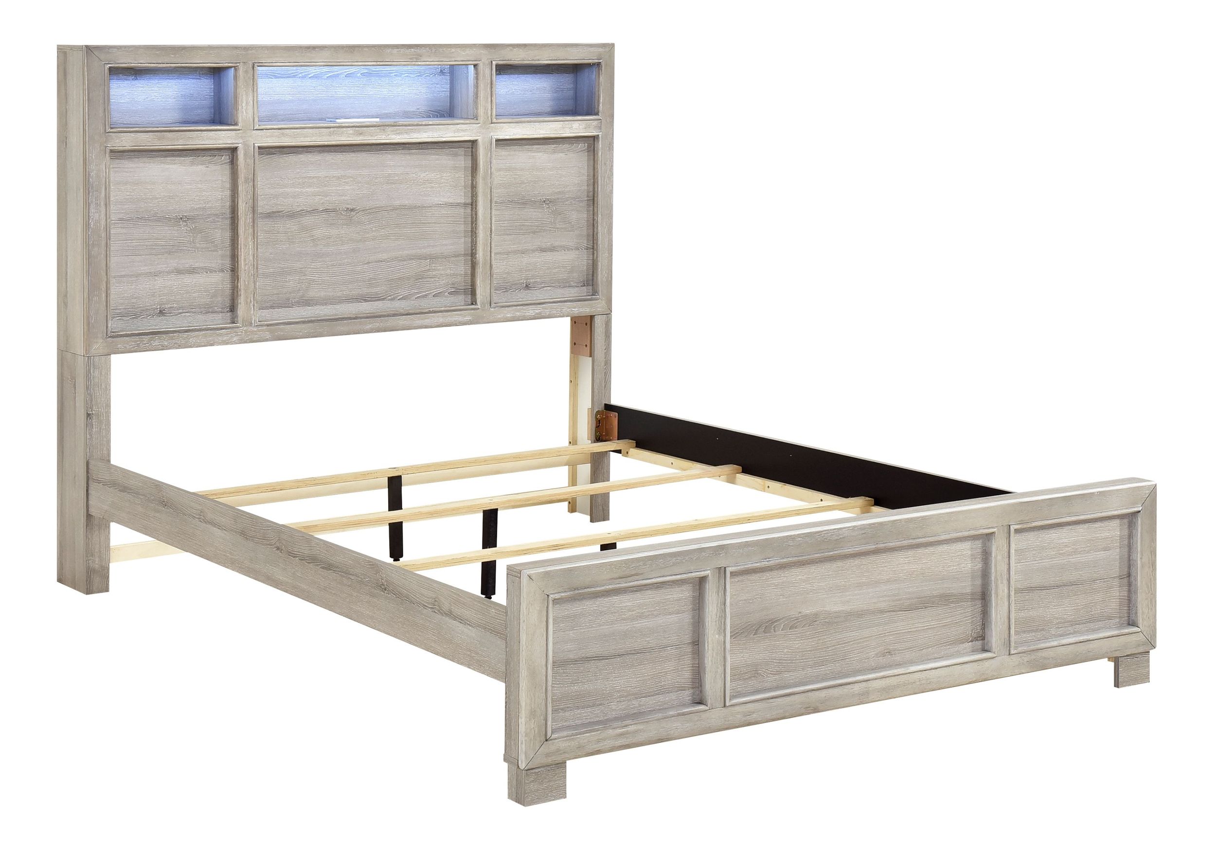 Everett Melamine/Wood Storage California King Panel Bed with LED Lighting
