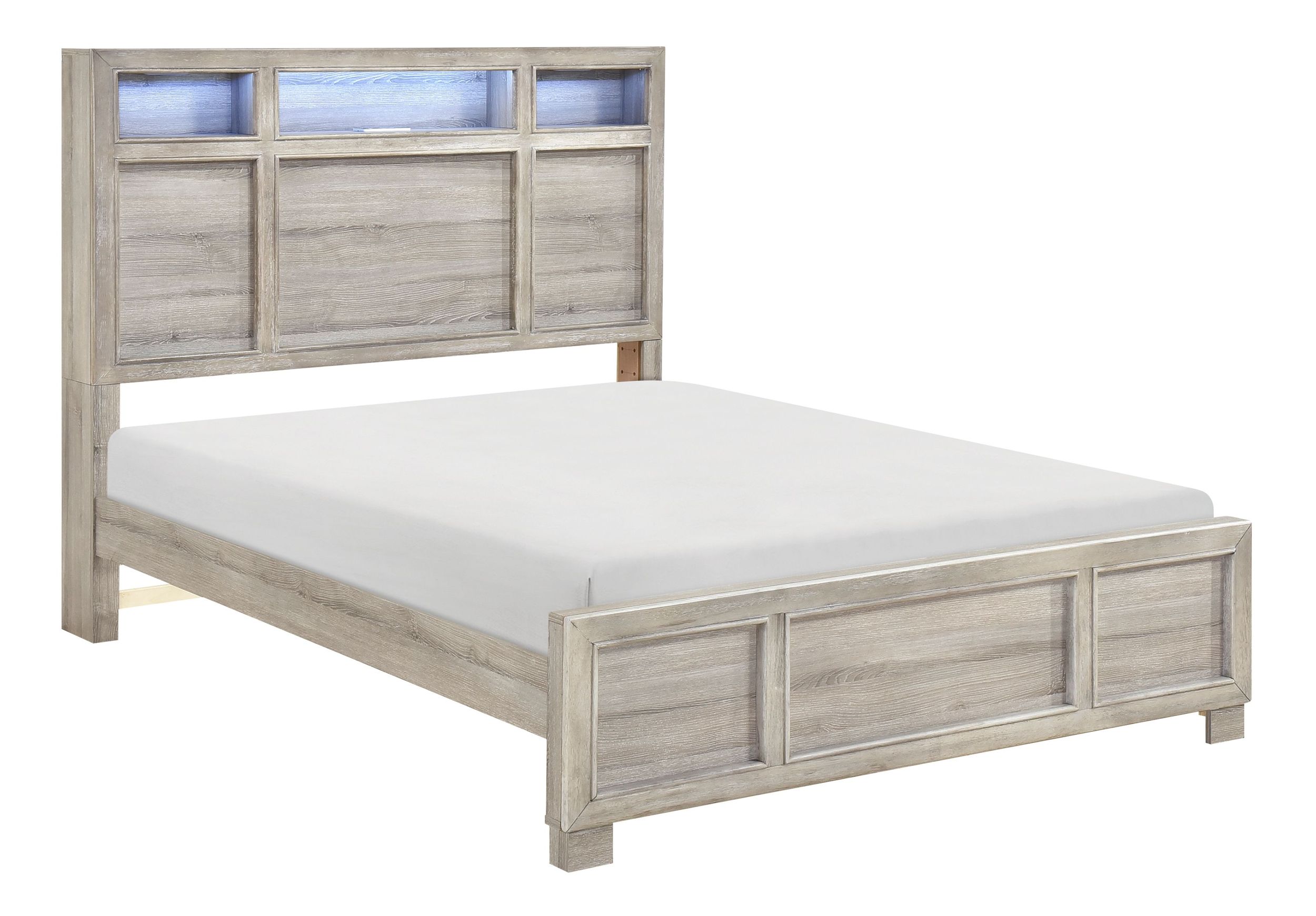 Everett Melamine/Wood Storage Panel Bedroom Set with LED Lighting