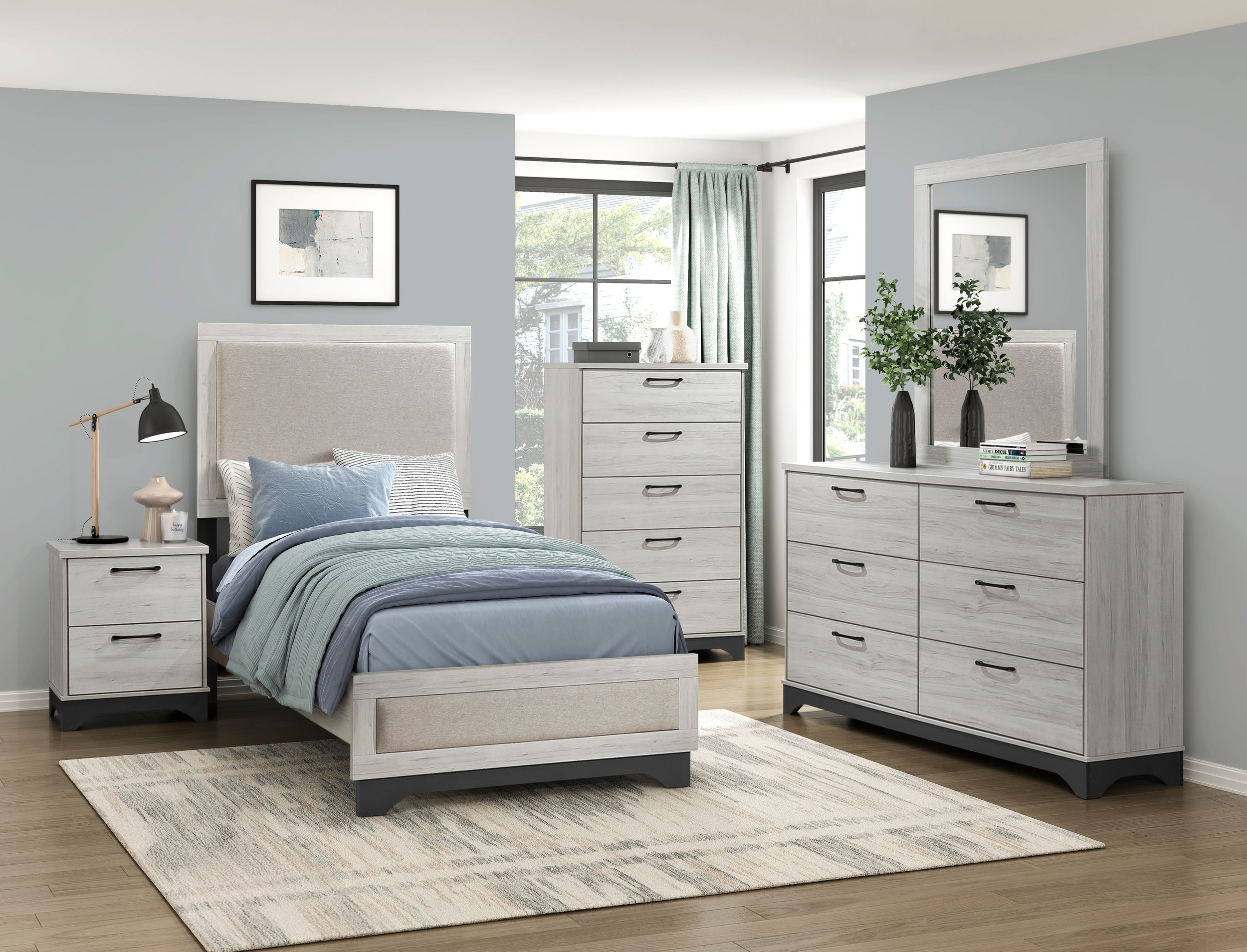 Westport Polyester/PU Paper/Wood Platform Bedroom Set