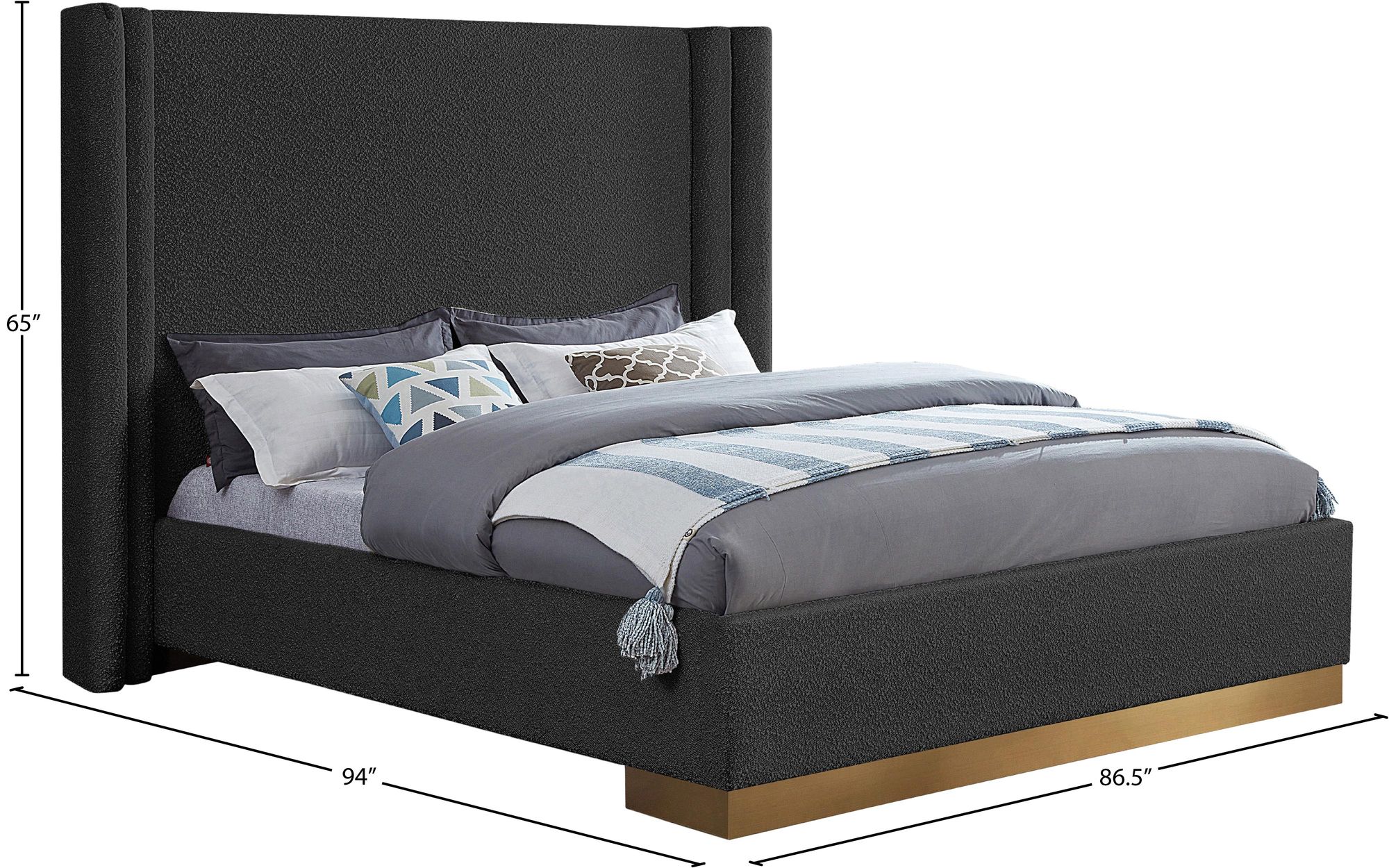 Halton Boucle Fabric King Size Bed