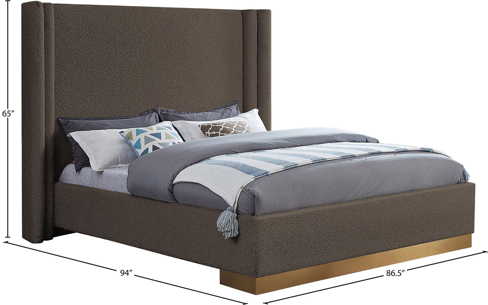 Halton Boucle Fabric King Size Bed