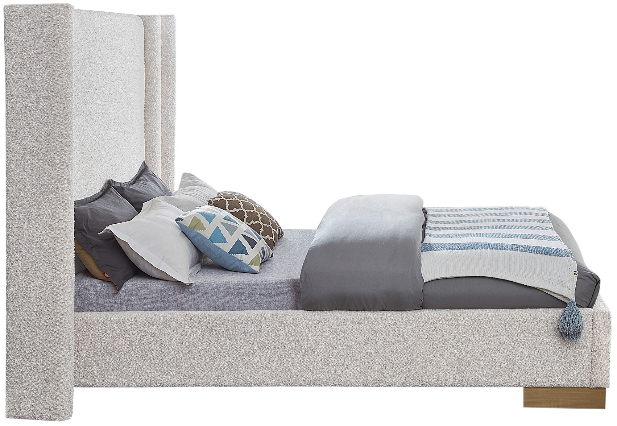 Halton Boucle Fabric King Size Bed