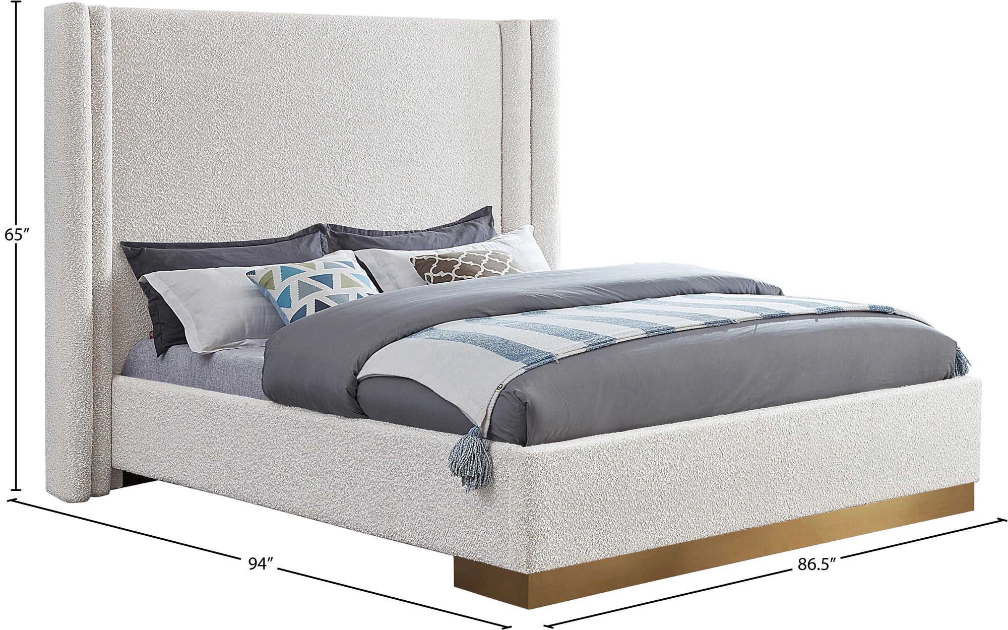 Halton Boucle Fabric King Size Bed