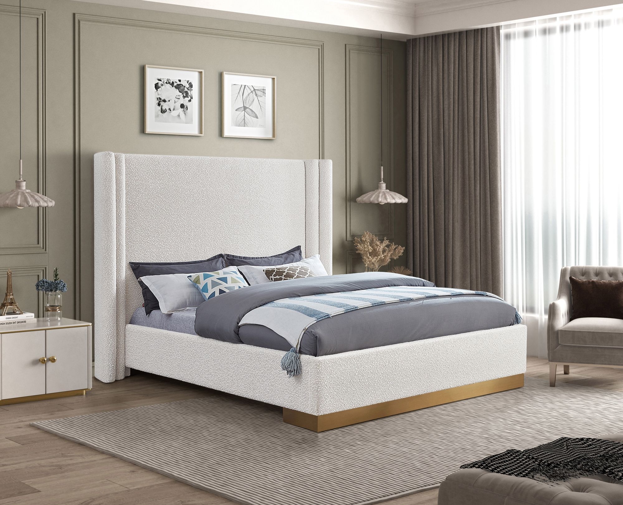 Halton Boucle Fabric Bed