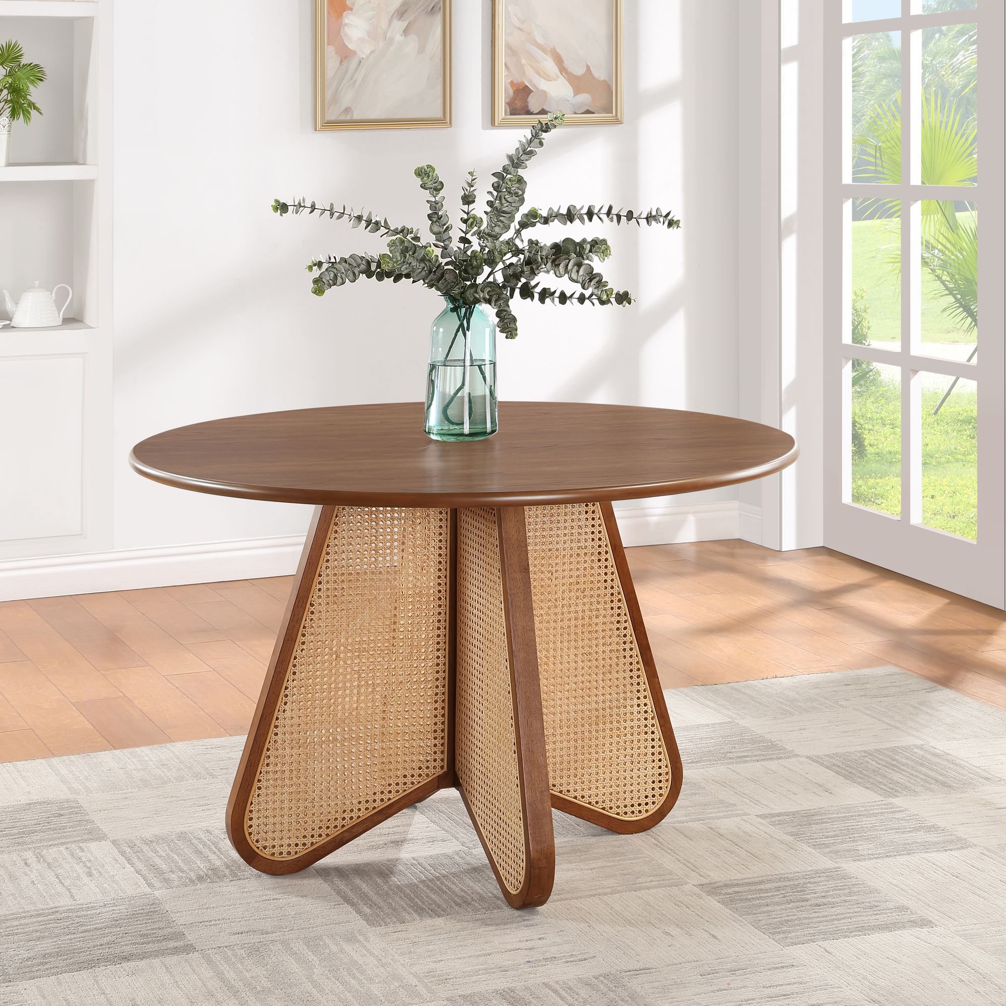 Butterfly 48" Round Oak Veneer Dining Table