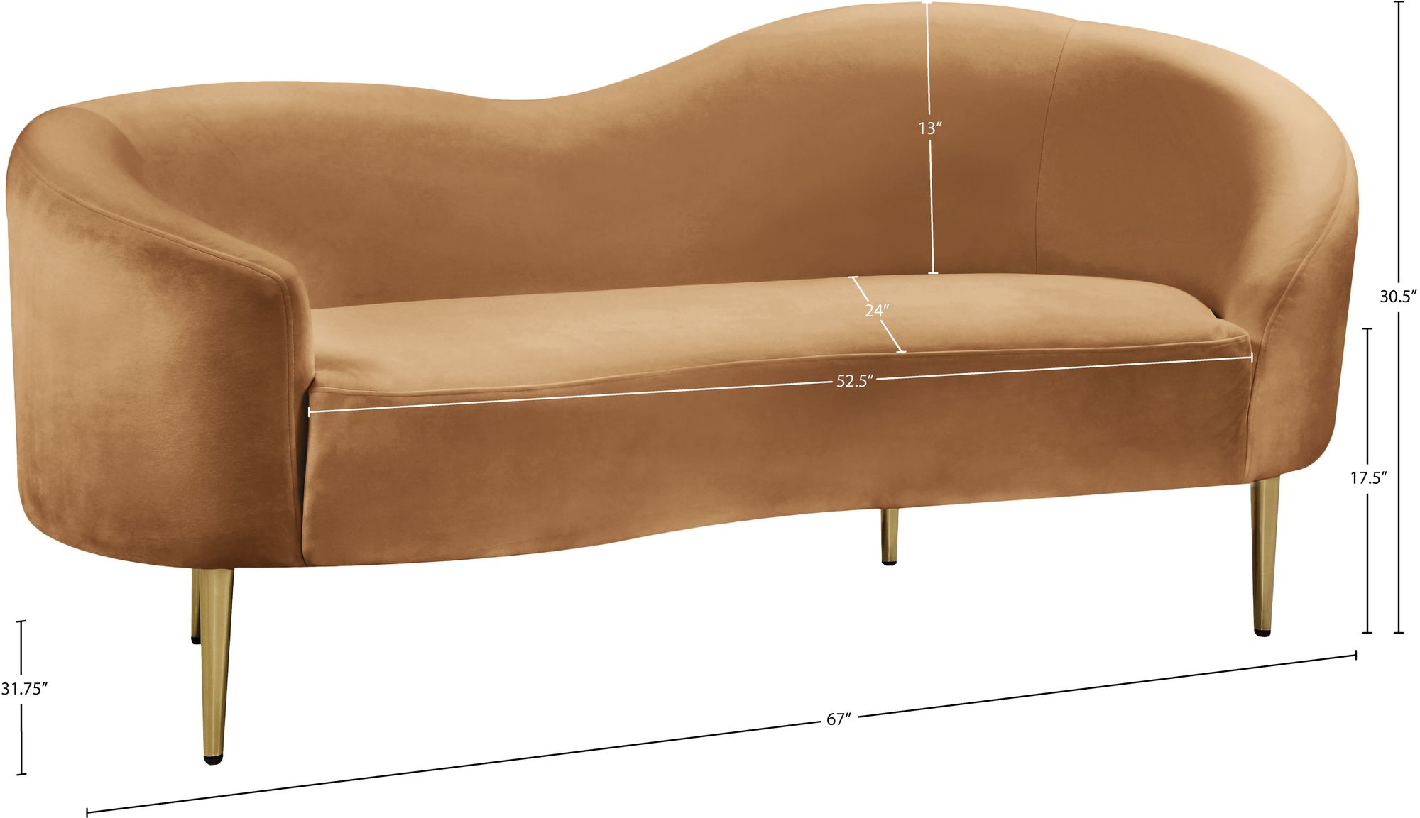 Ritz Velvet Loveseat