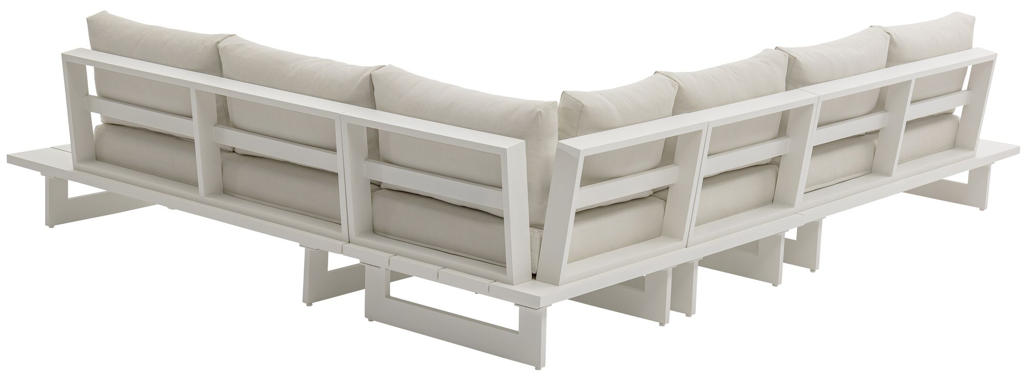 Maldives 129.5" x 102" 4-Piece Outdoor Patio Waterproof Fabric Modular Sectional with Aluminum Frame