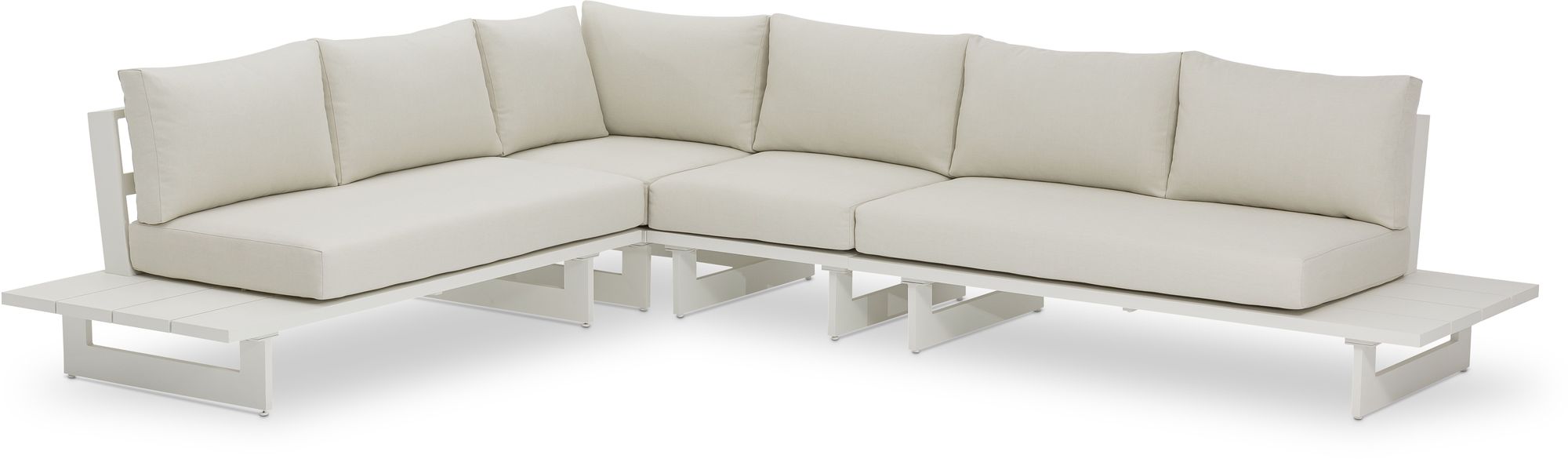 Maldives 129.5" x 102" 4-Piece Outdoor Patio Waterproof Fabric Modular Sectional with Aluminum Frame