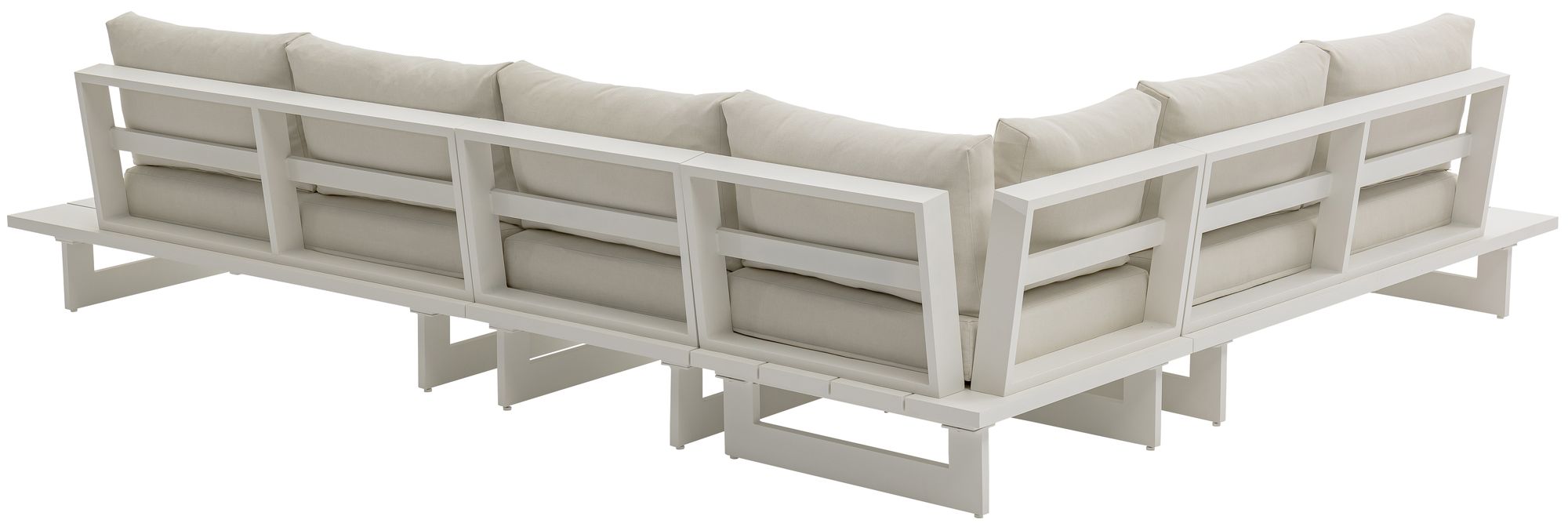 Maldives 102" x 129.5" 4-Piece Outdoor Patio Waterproof Fabric Modular Sectional with Aluminum Frame
