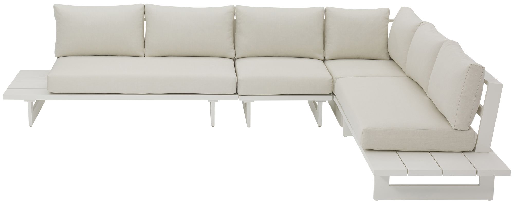 Maldives 102" x 129.5" 4-Piece Outdoor Patio Waterproof Fabric Modular Sectional with White Aluminum Frame