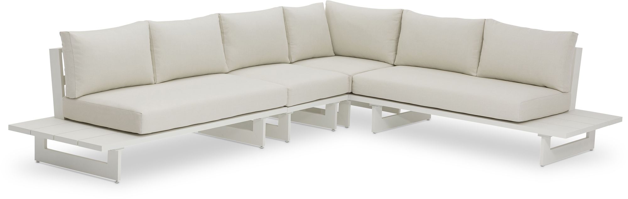 Maldives 102" x 129.5" 4-Piece Outdoor Patio Waterproof Fabric Modular Sectional with Aluminum Frame